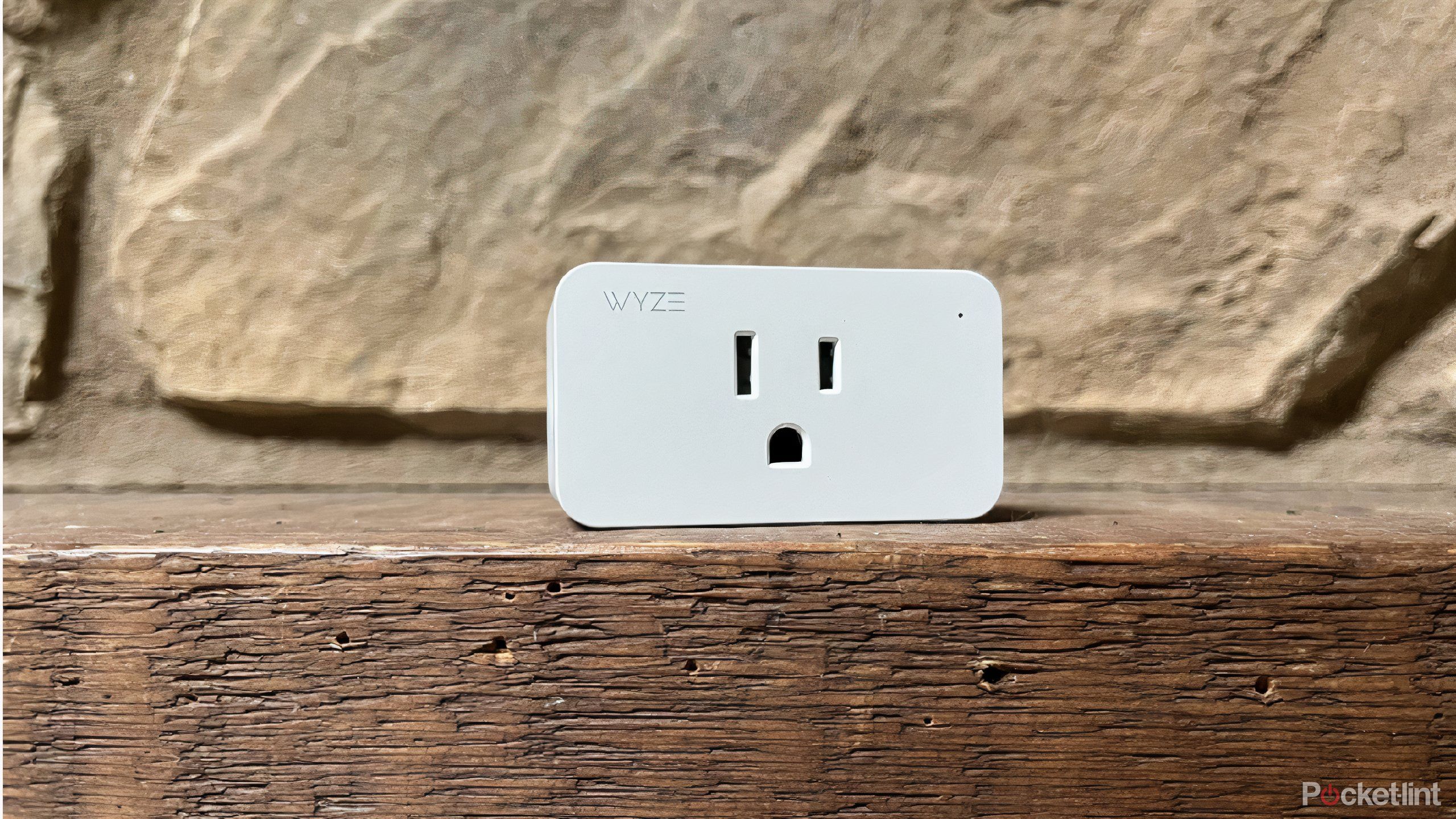 The Wyze plug on a mantle