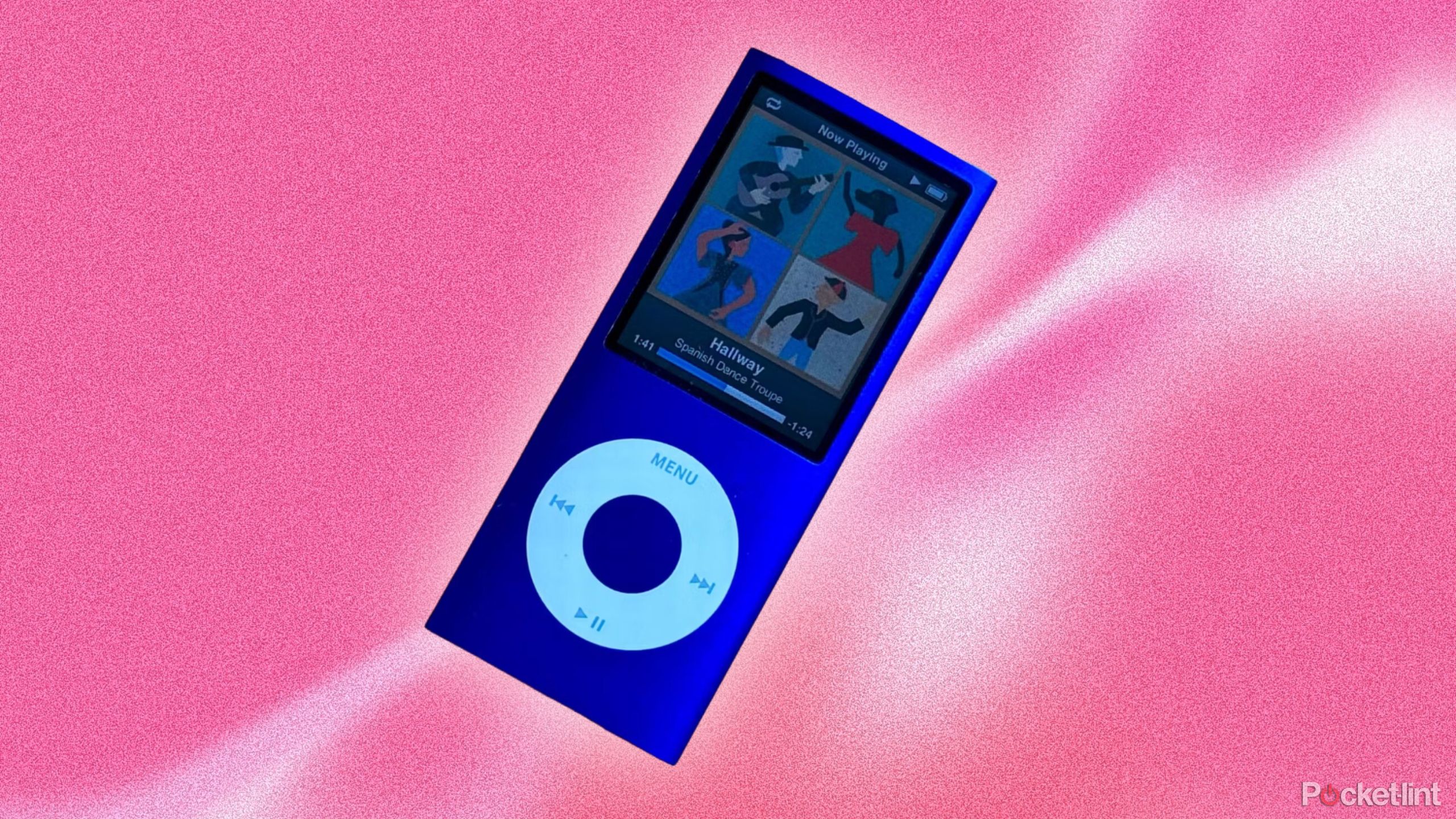 iPod nano against a pink background