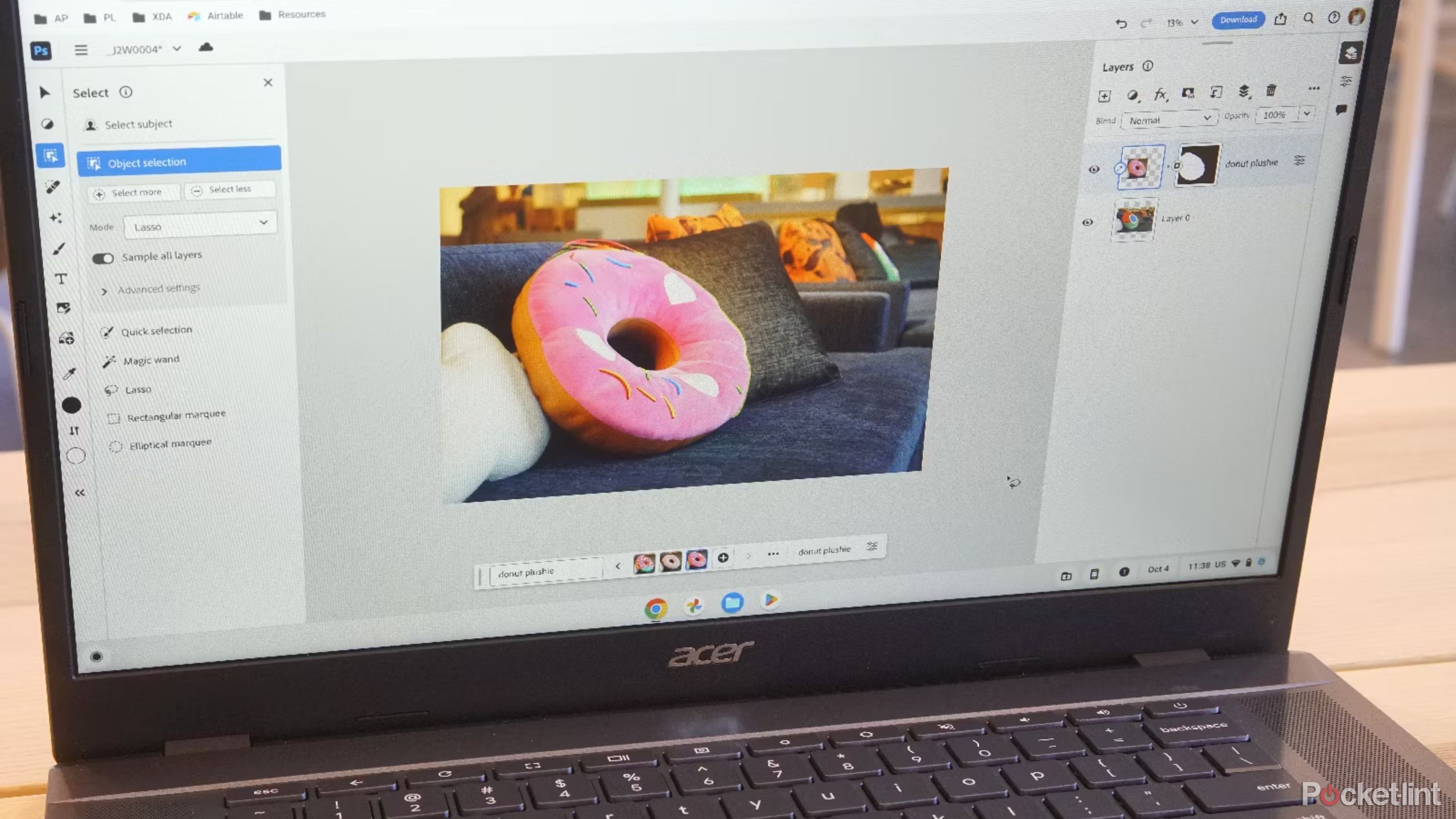 Acer Chromebook Plus with photoshop open. 