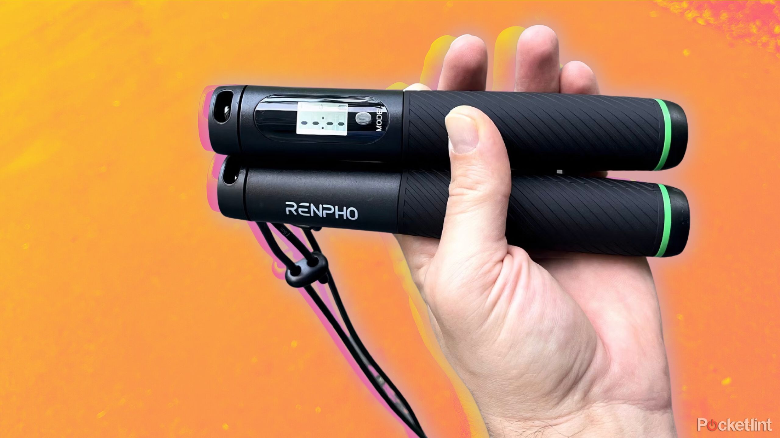 Someone holding a Renpho Smart Jump Rope