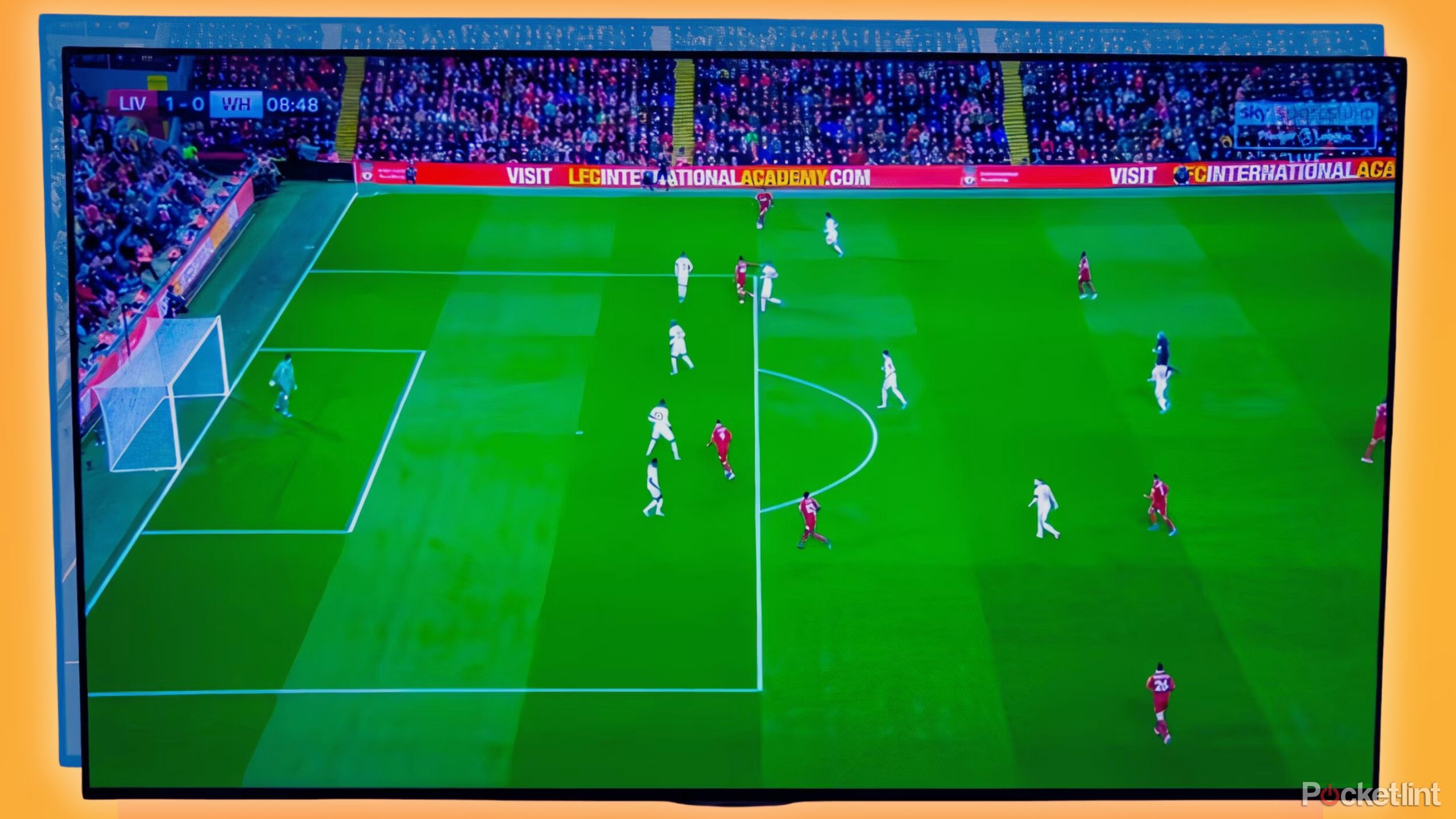 LG C2 tv displaying a soccer game.