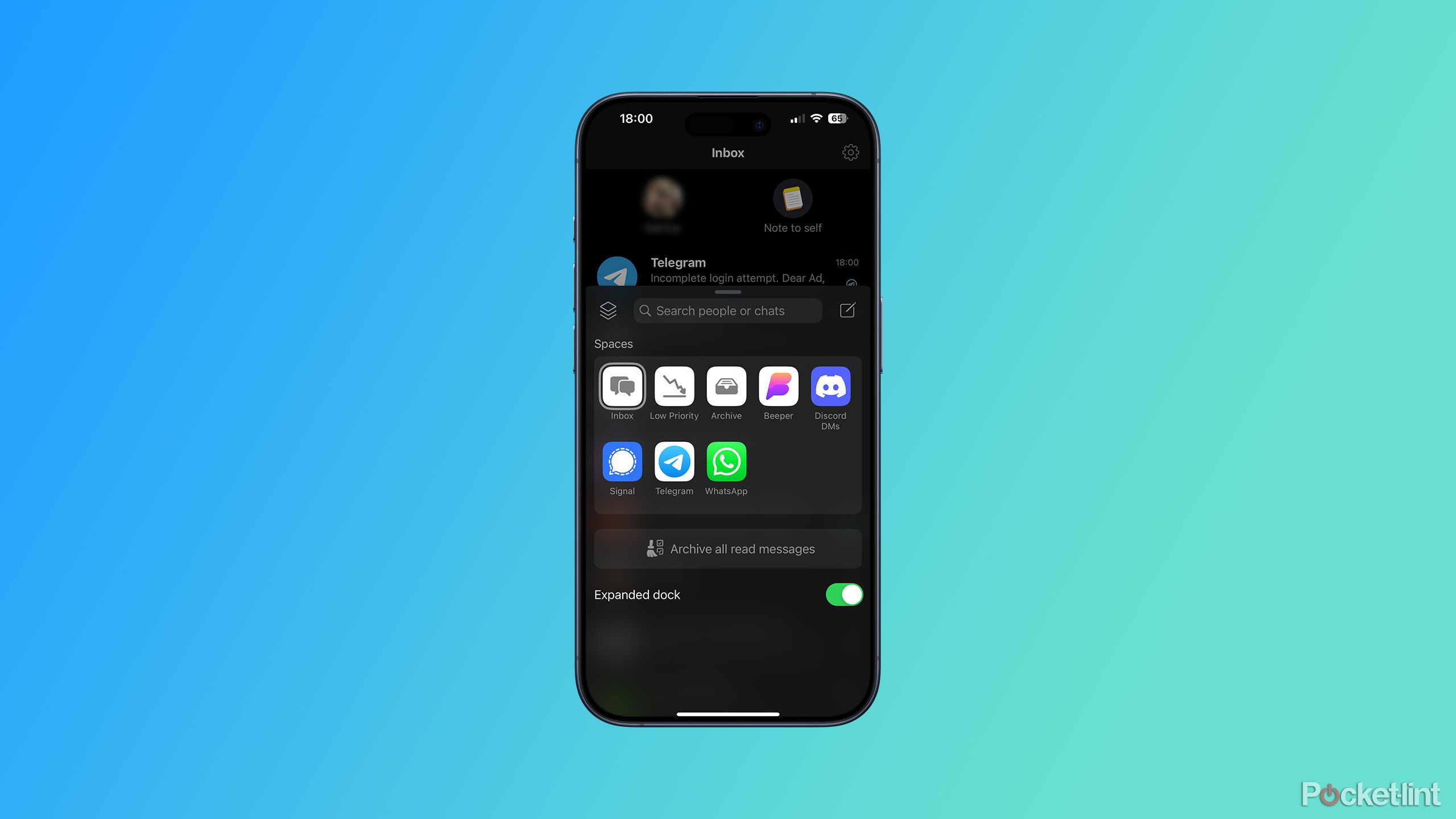 range of messaging apps in beeper app on iPhone 15 Pro