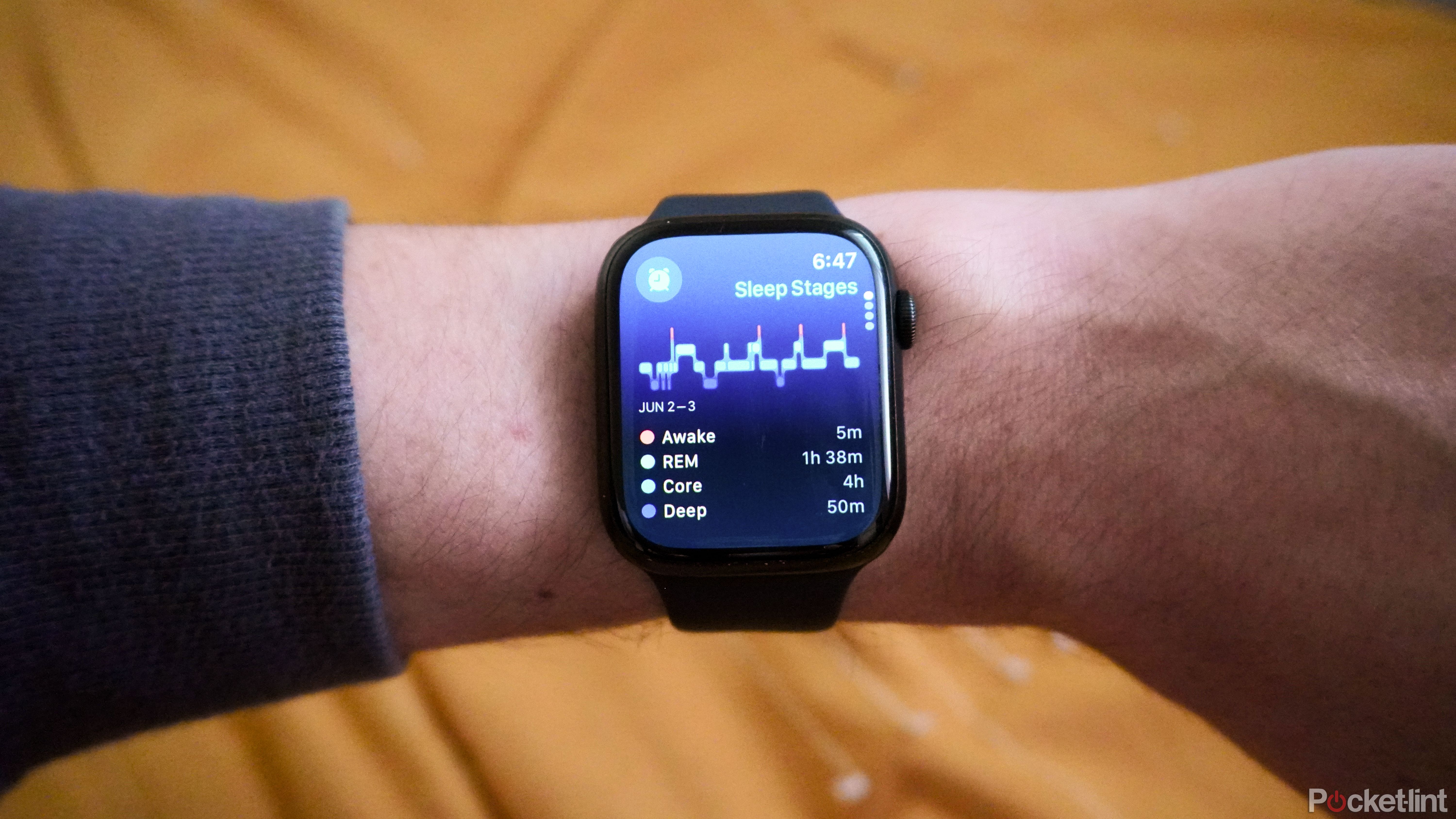 The Sleep app on an Apple Watch Series 7.