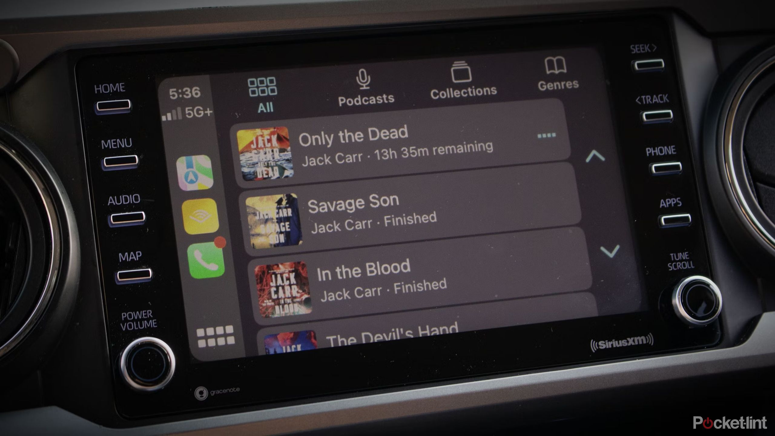 Audible on CarPlay featuring a Jack Carr playlist