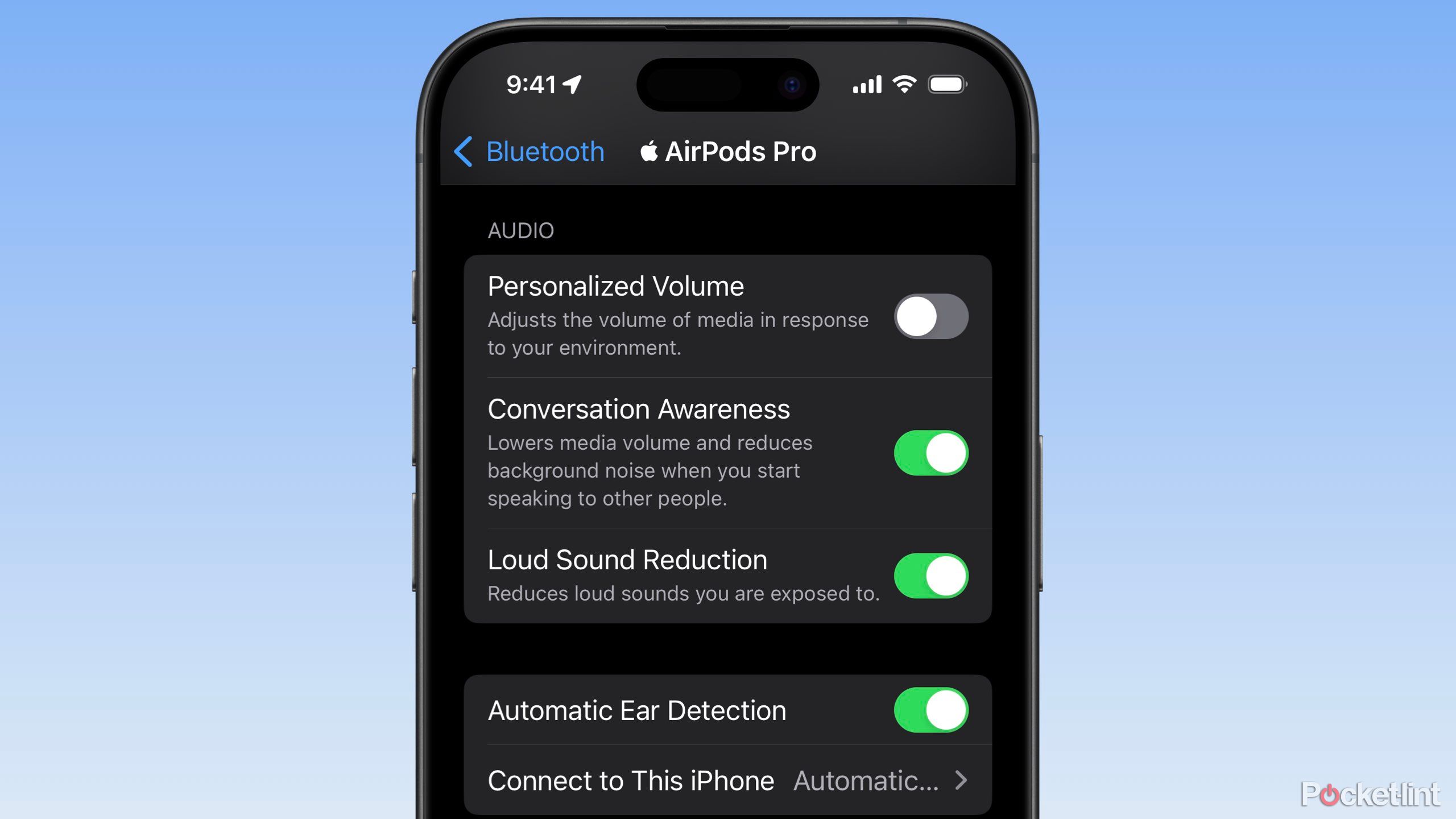 Conversation Awareness setting for AirPods in iOS. 