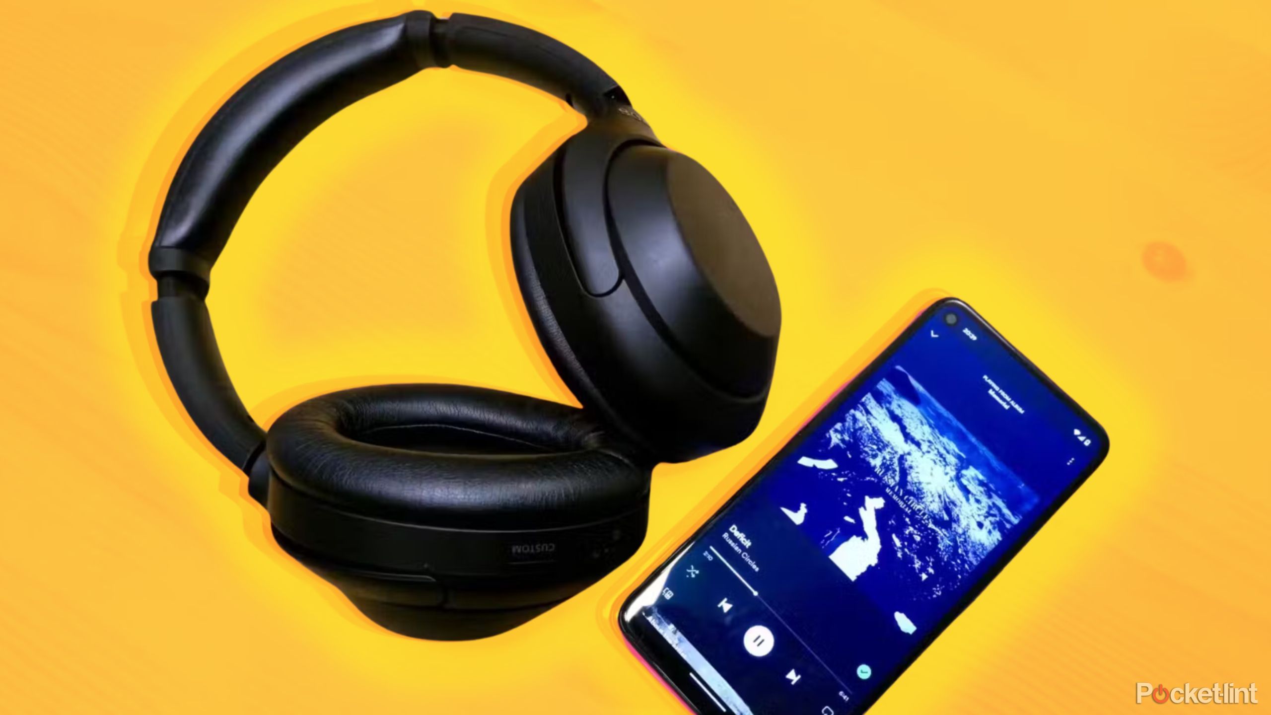 Android phone with headphones