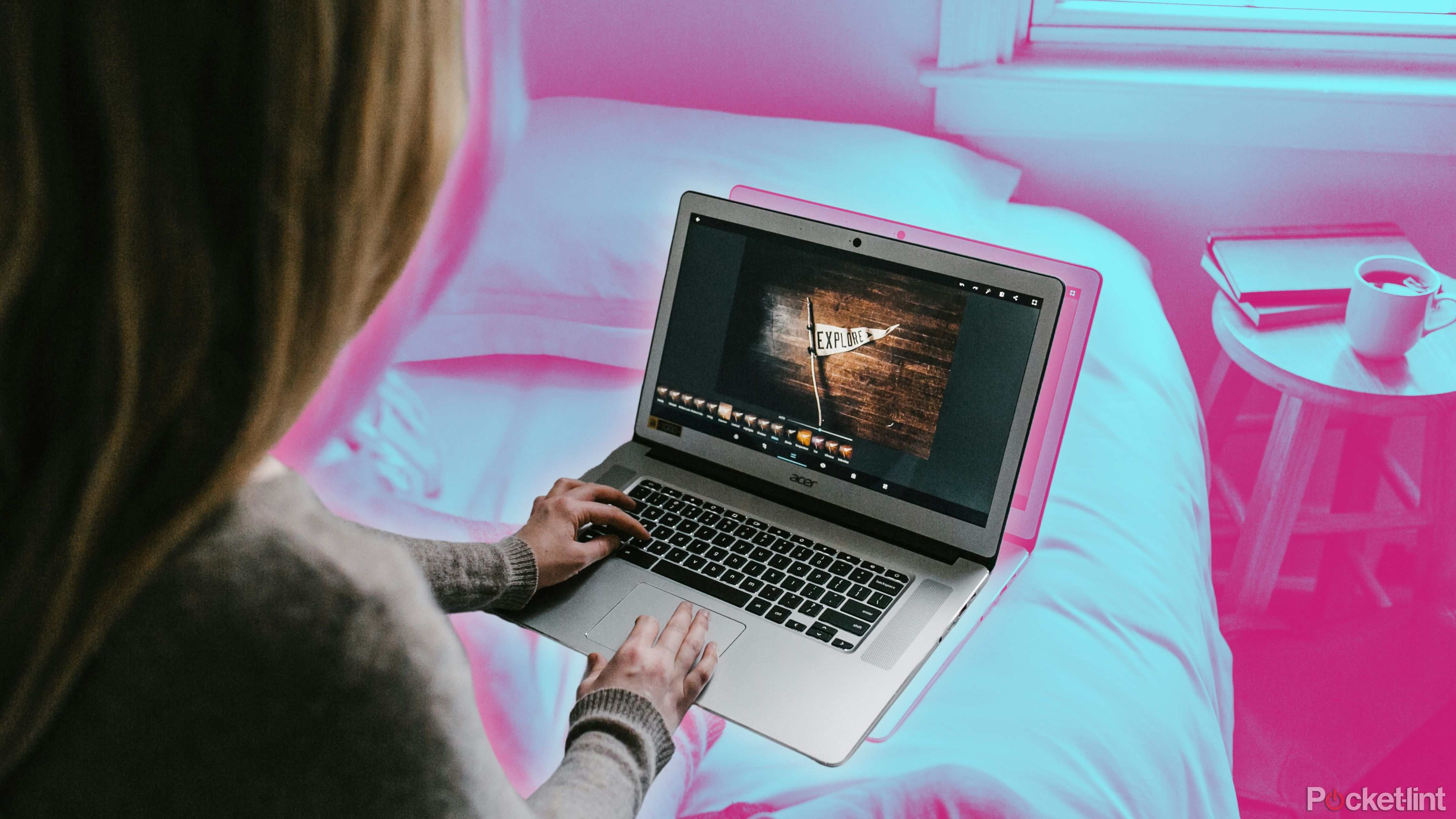 A woman working on an Acer Chromebook