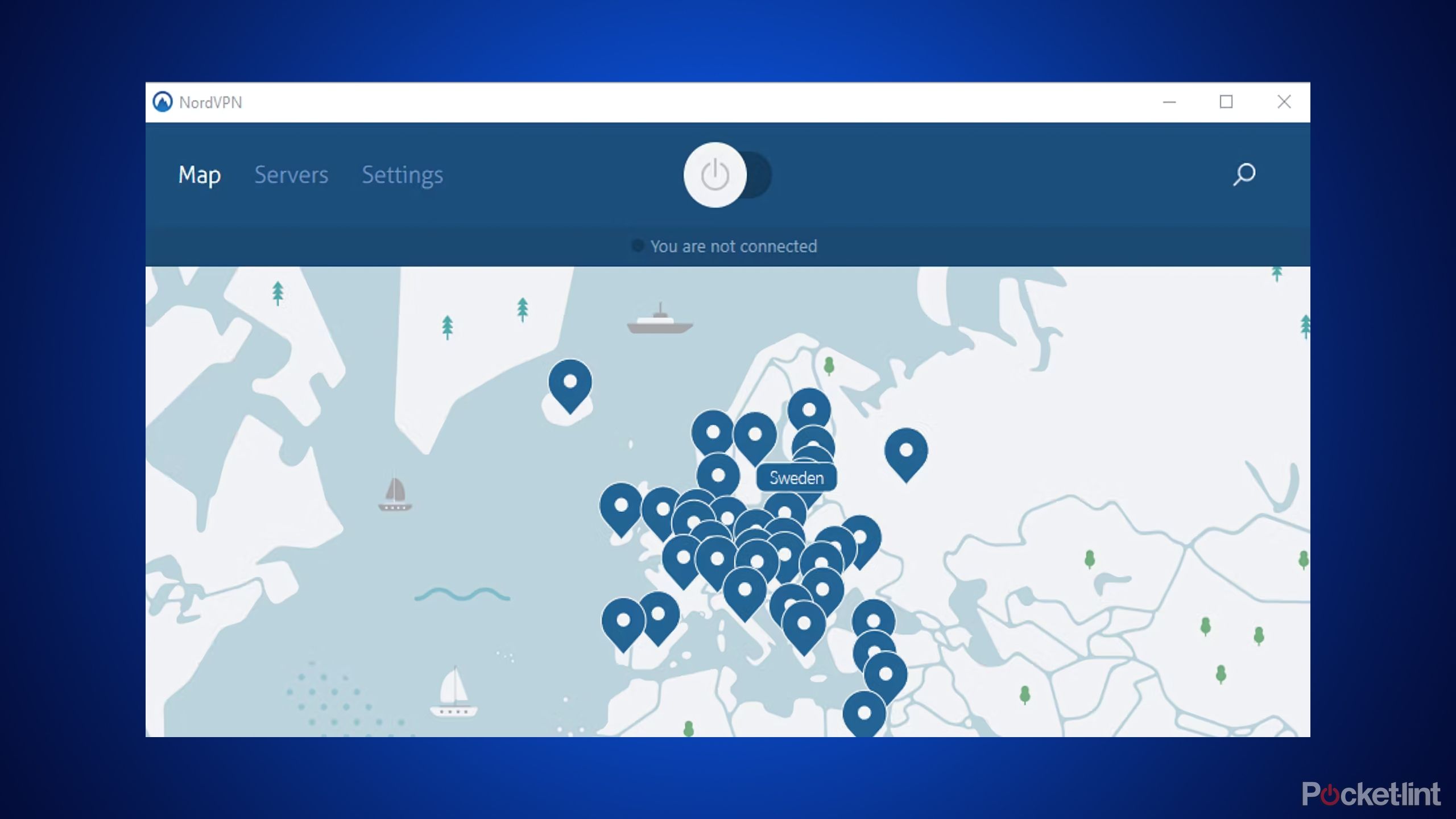 NordVPN against a blue background. 