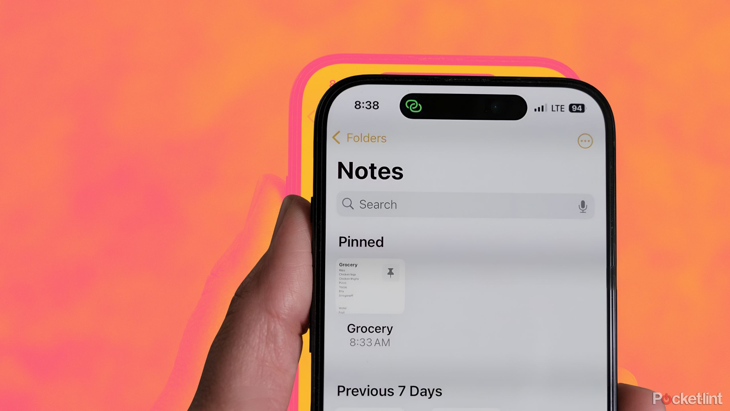 Someone holding an iPhone with the Notes app open