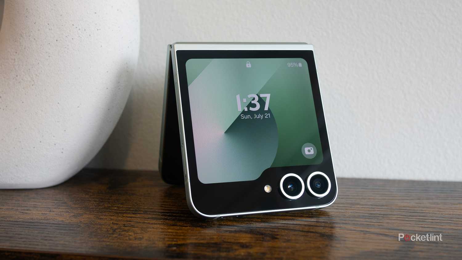 The Galaxy Z Flip 6 folded like a tent