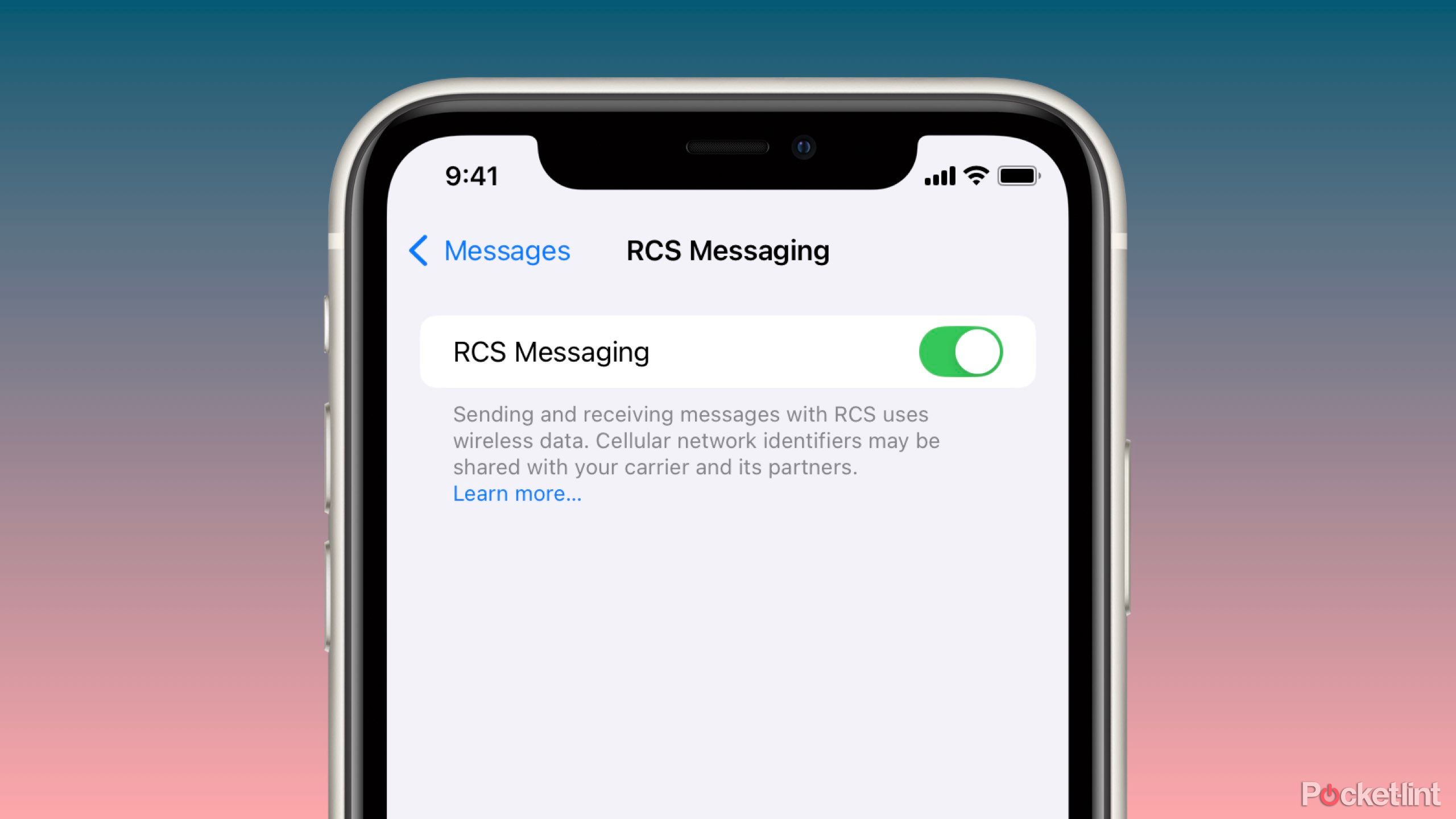 The RCS toggle in the Settings app of iOS 18.