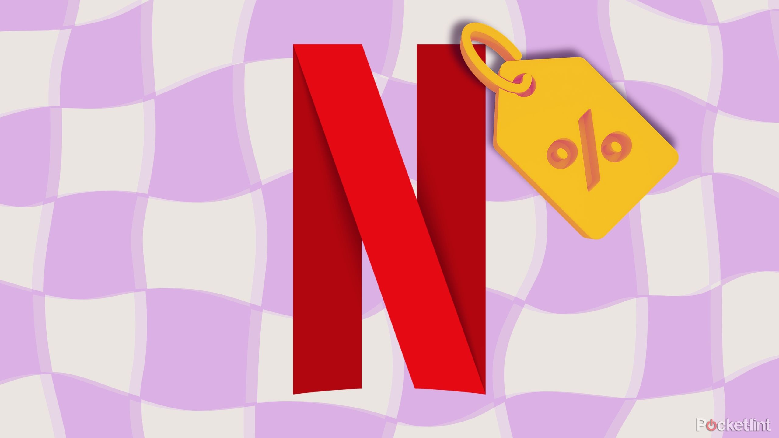 Netflix symbol with percent sale tag off it