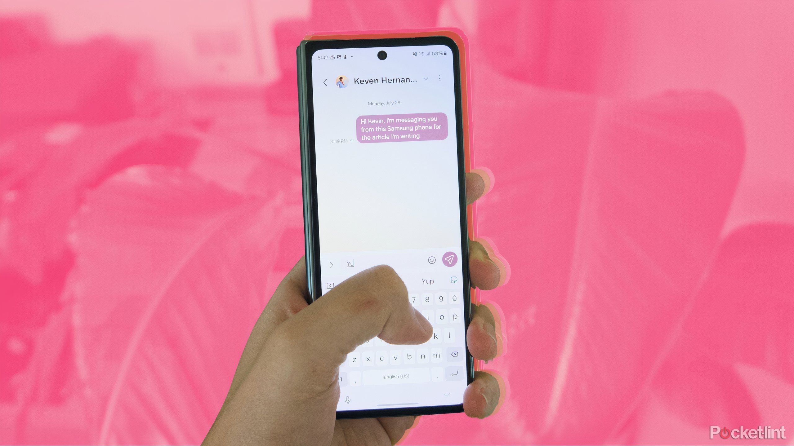 The Samsung Messages app on a Galaxy Z Fold 4.