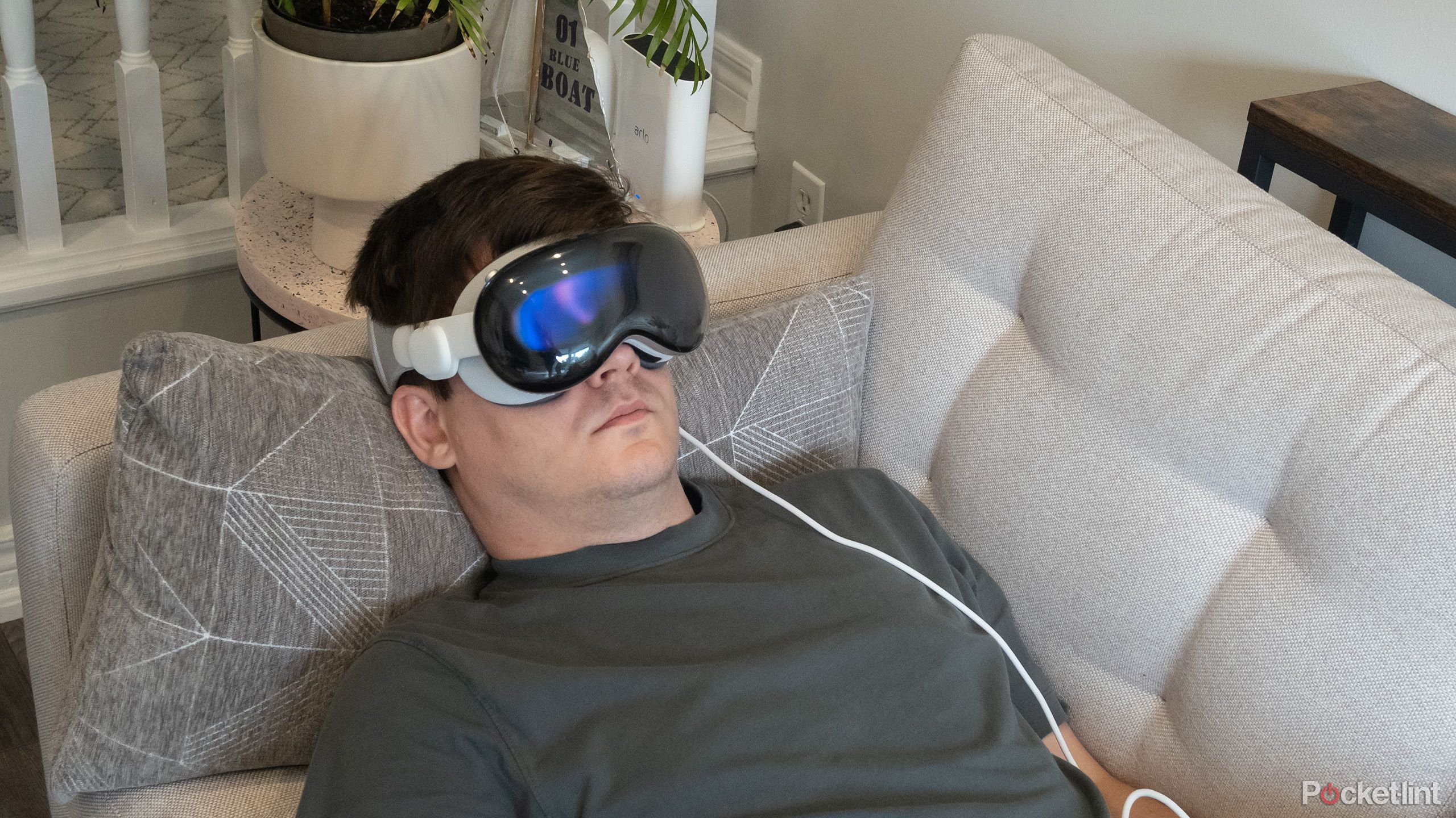 Wearing the Vision Pro on a couch