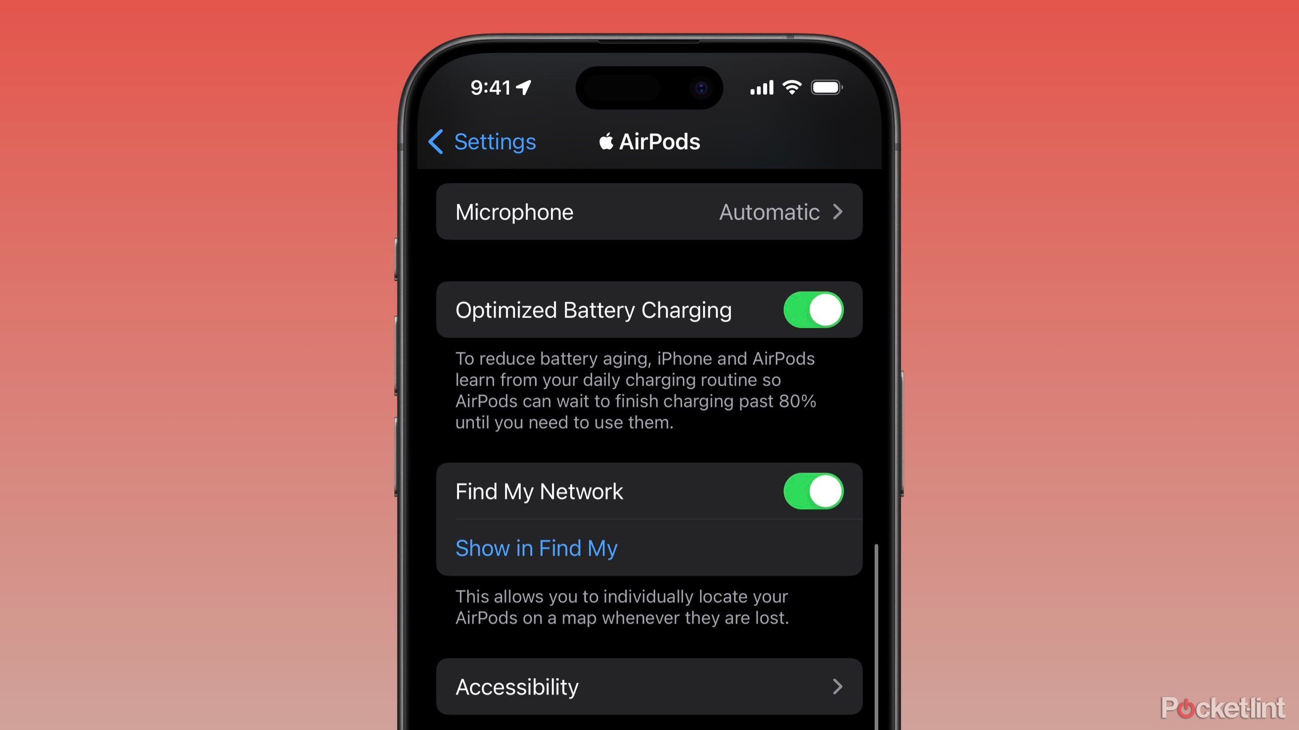 Find My Network setting for AirPods 3.