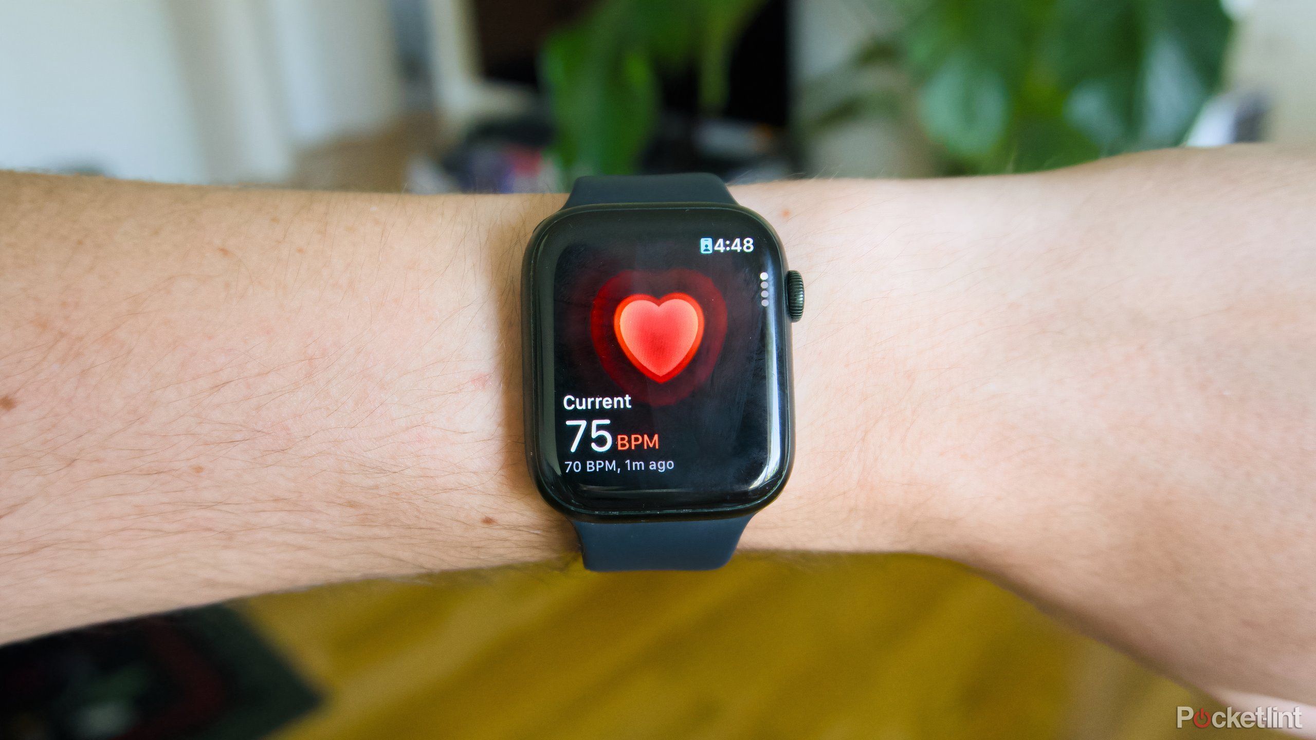 Checking your heart rate on an Apple Watch.