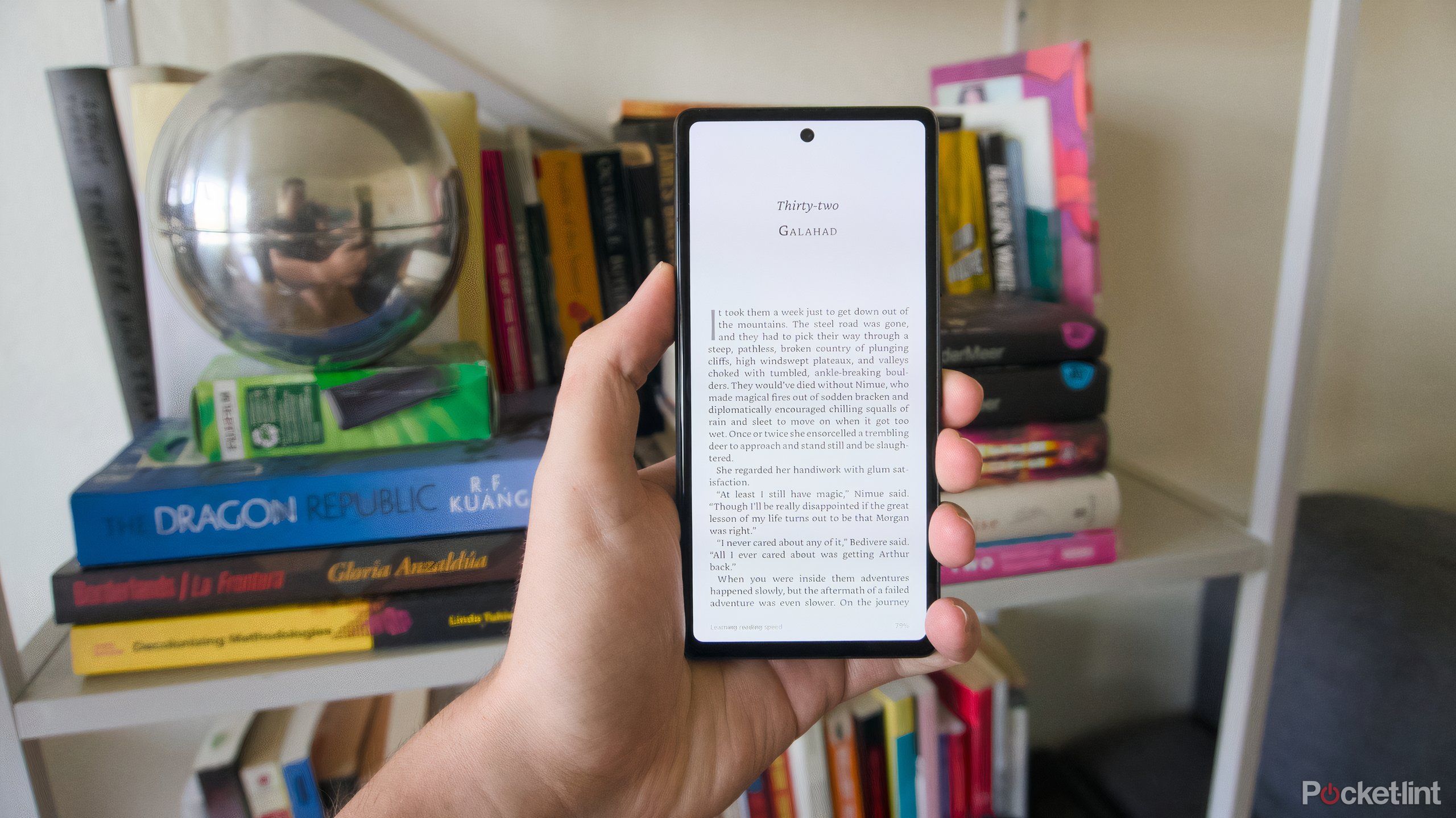 Reading in the Kindle app on the Pixel 7a.