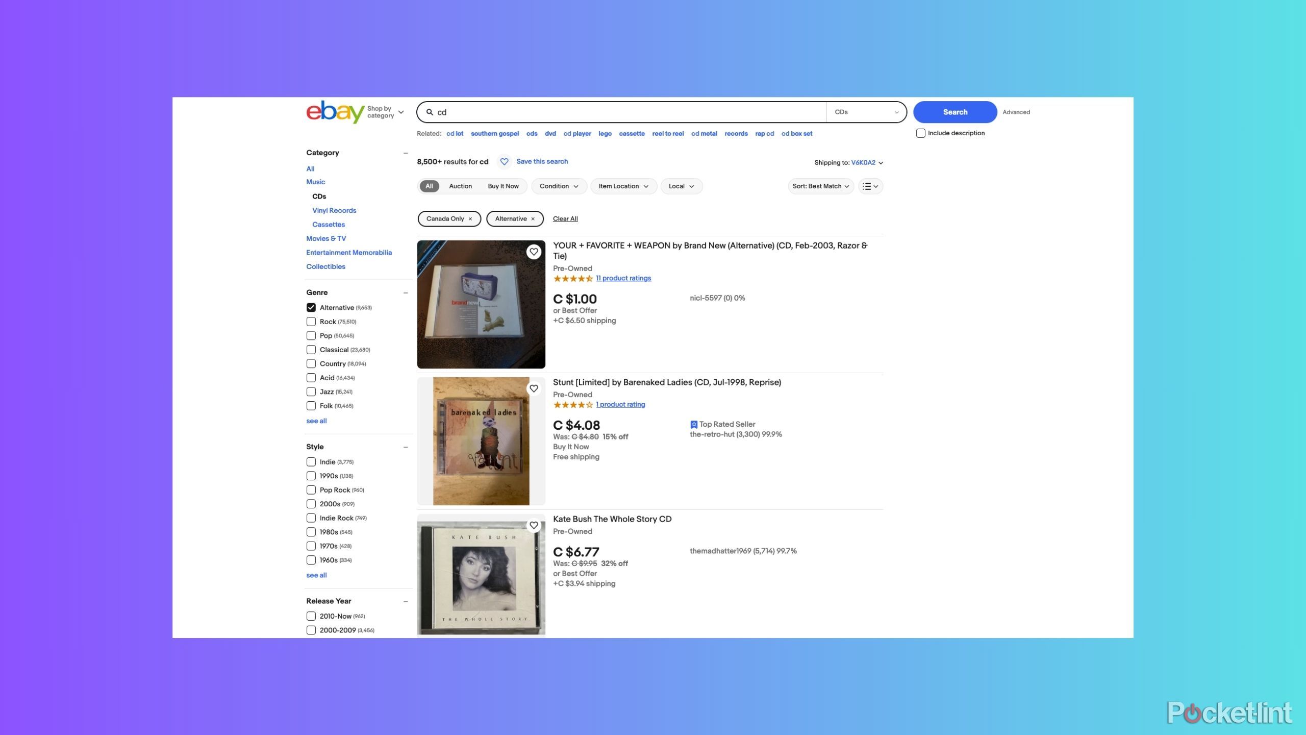 A search result for CDs on eBay