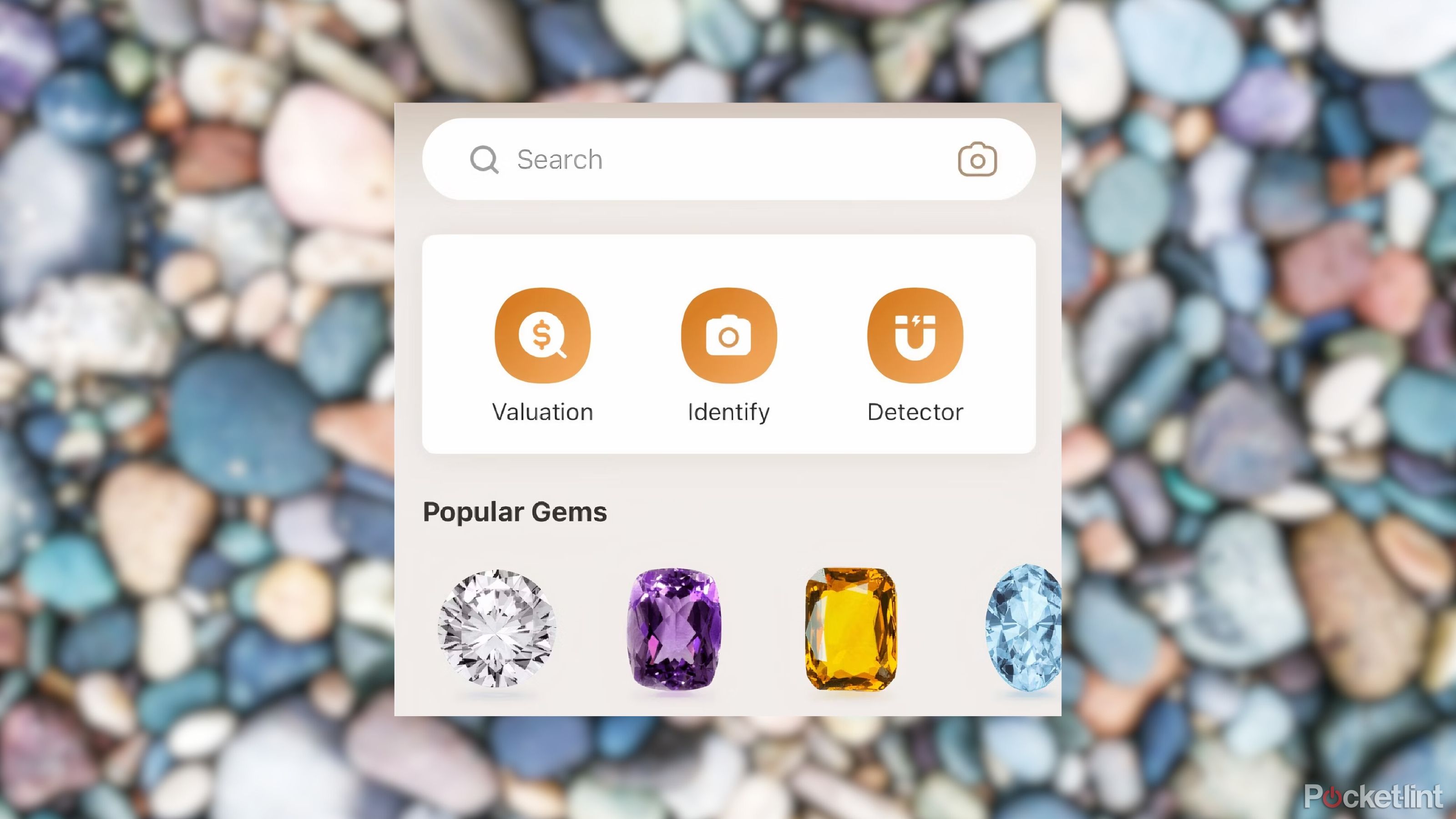 the homepage of the Stone Identifier Rock ID app