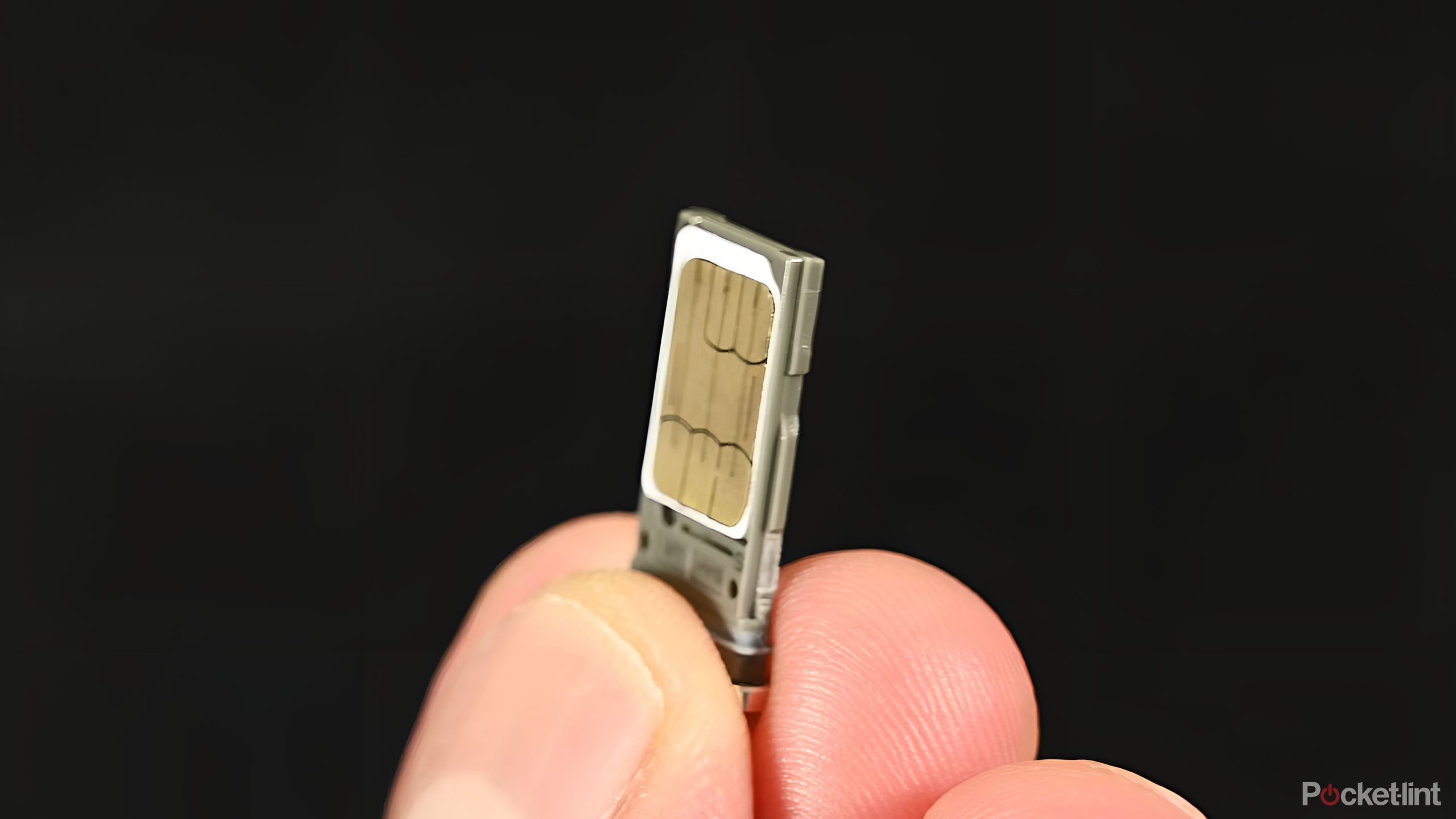 A person holding a tiny SIM card