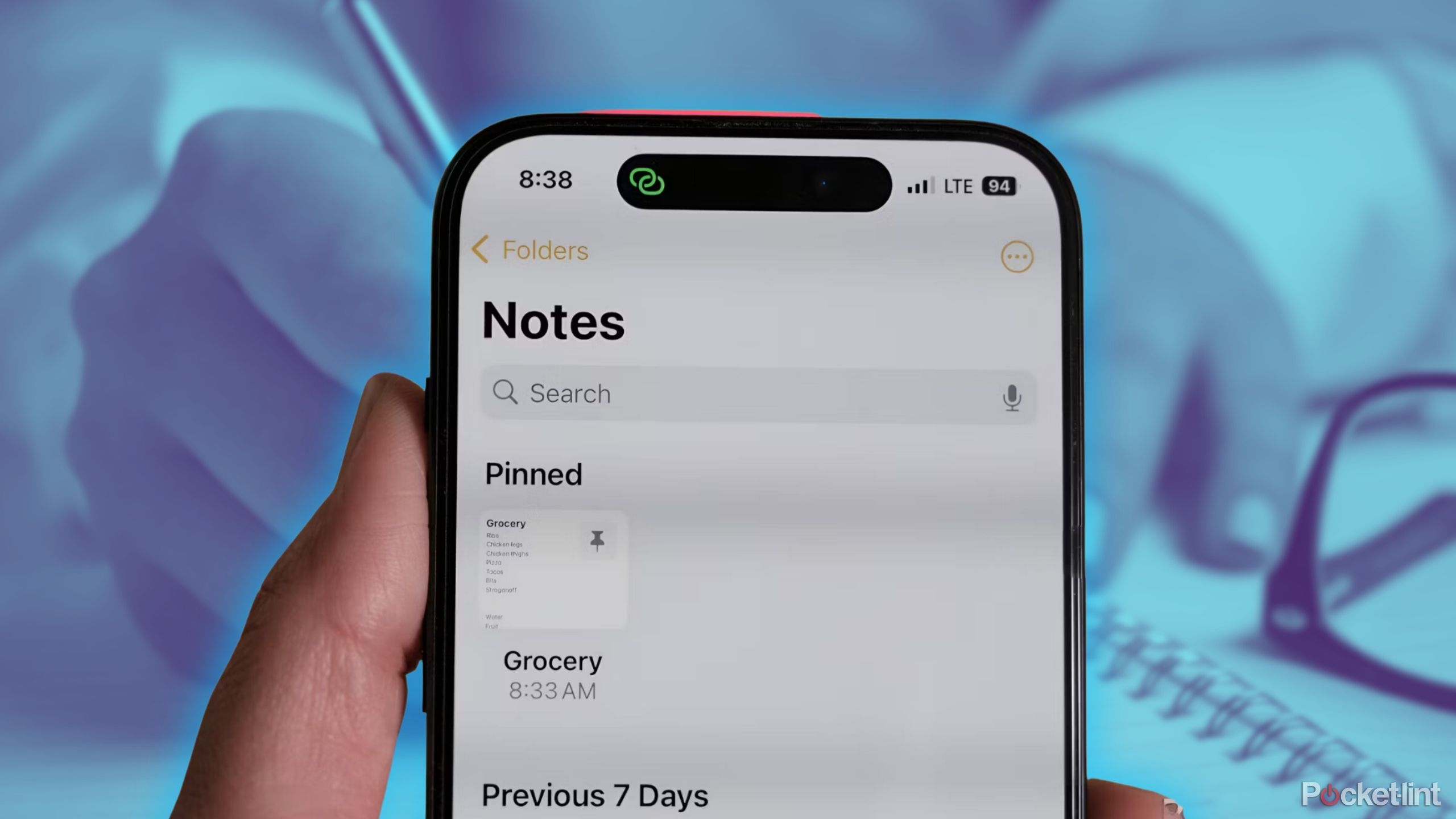 Someone holding an iPhone with the Notes app open