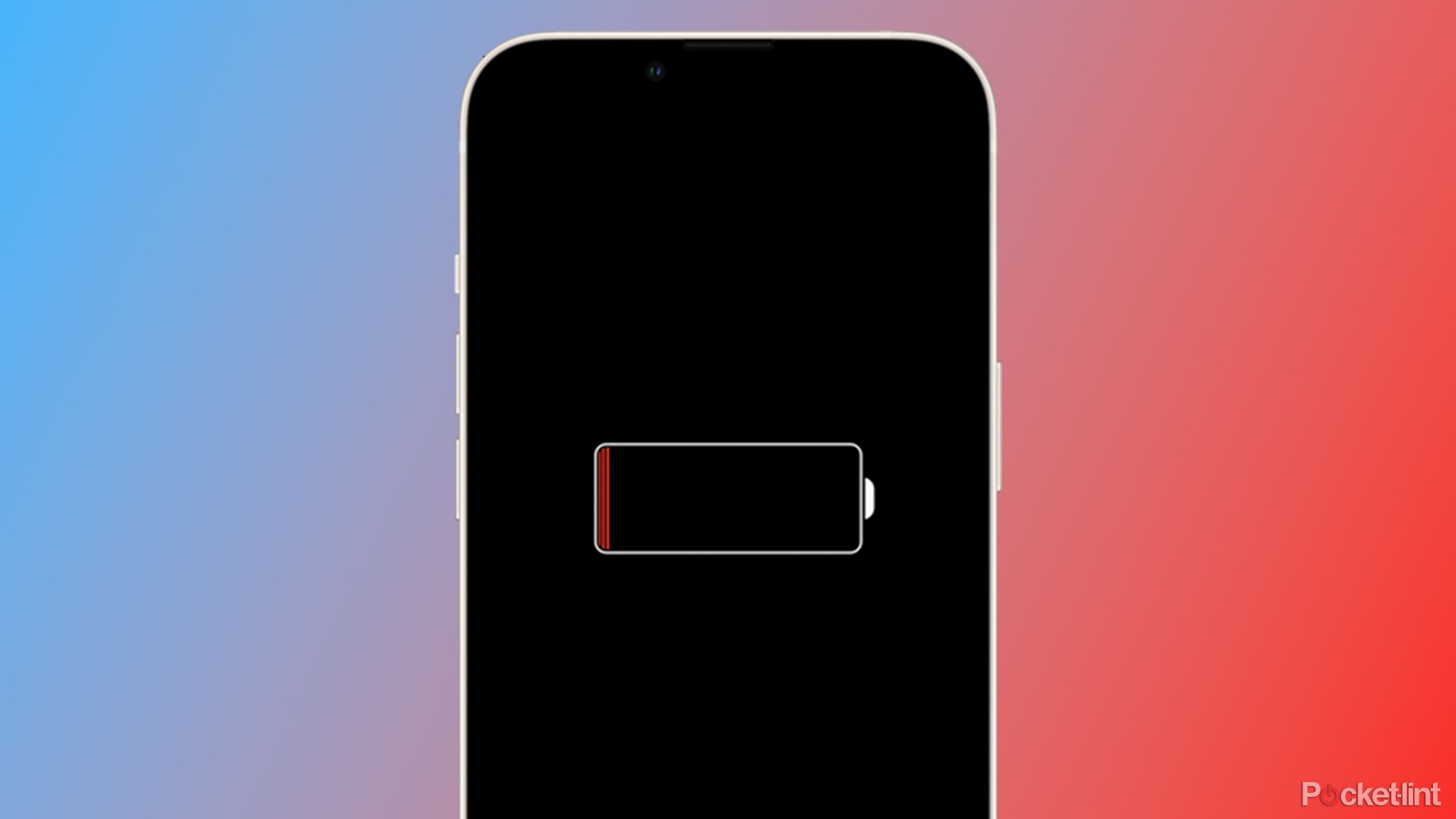 An iPhone with a low battery symbol.