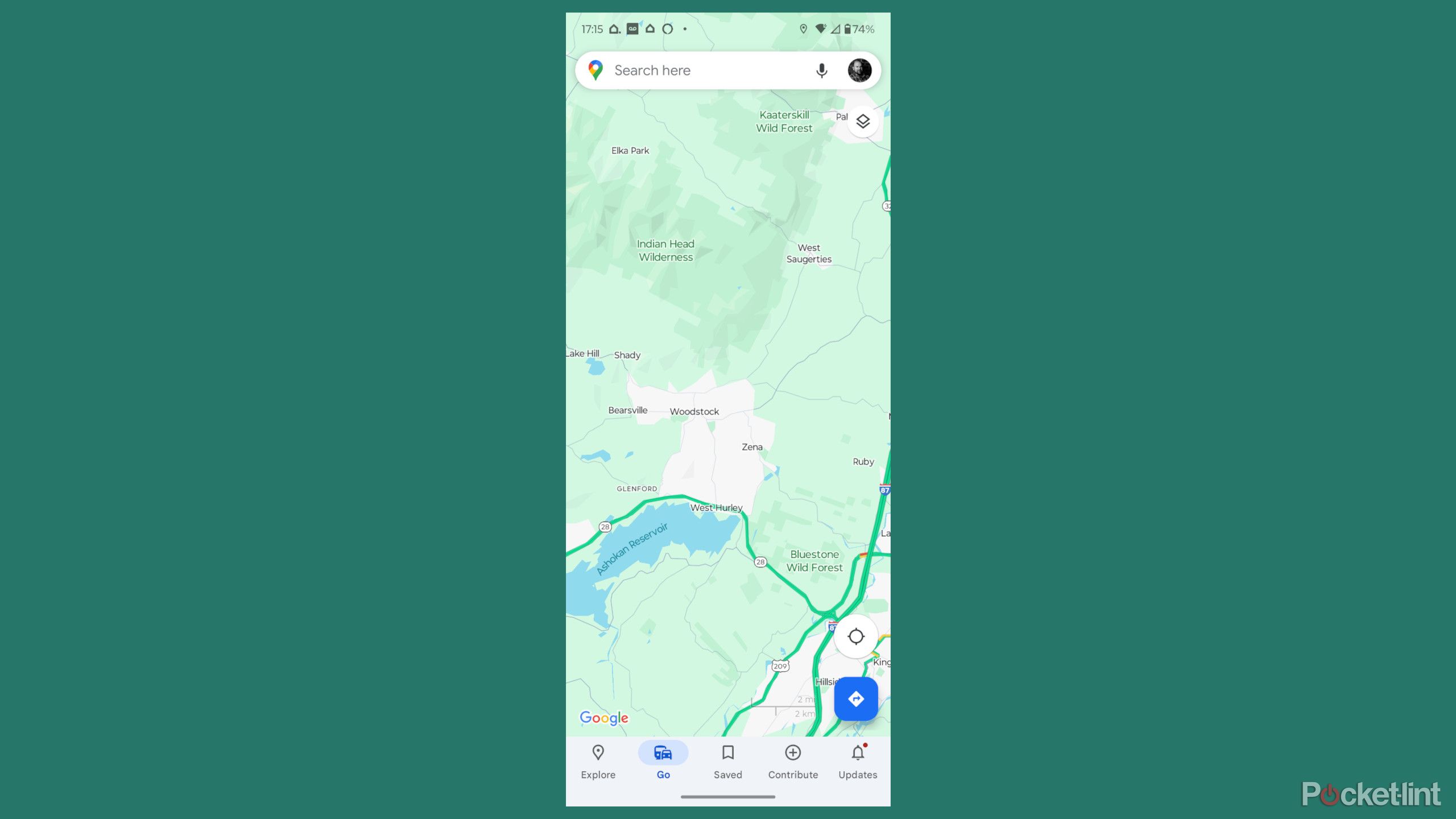 Screen Shot of Google Maps on Android