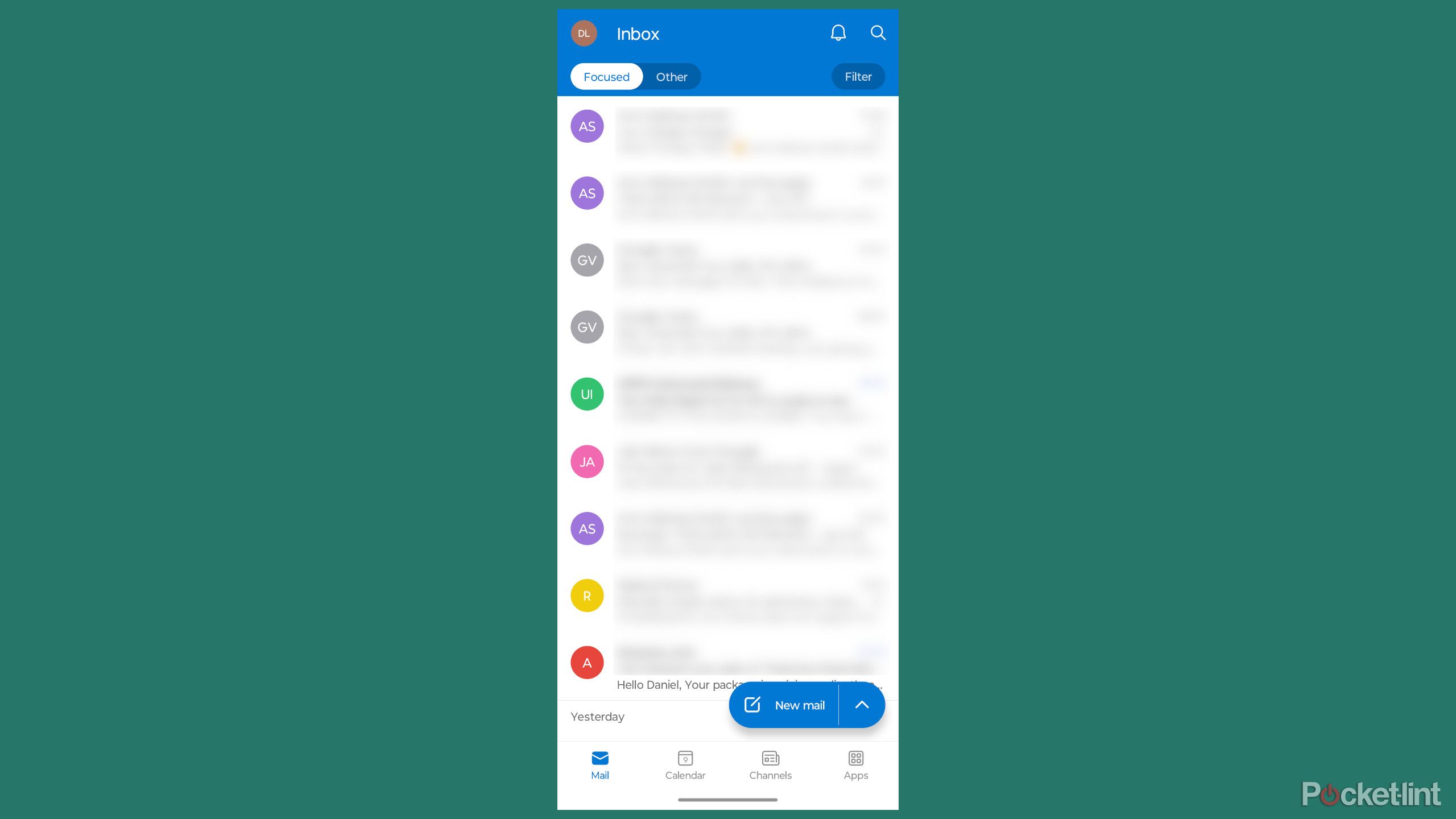 Screenshots of Outlook on Android