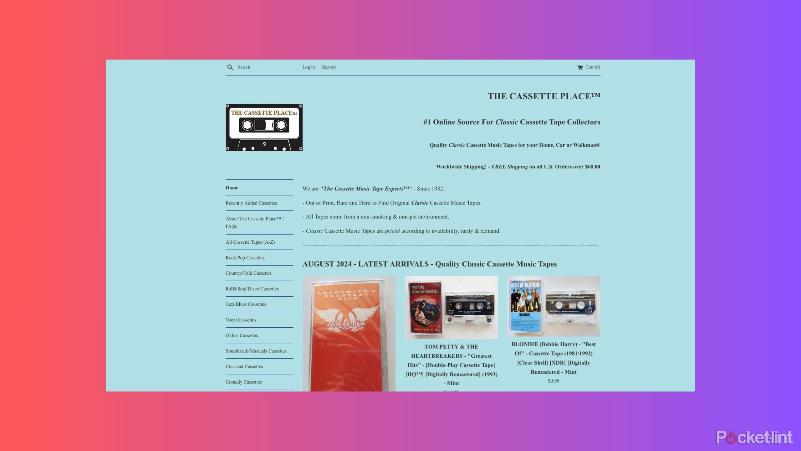 The landing page for The Cassette Place