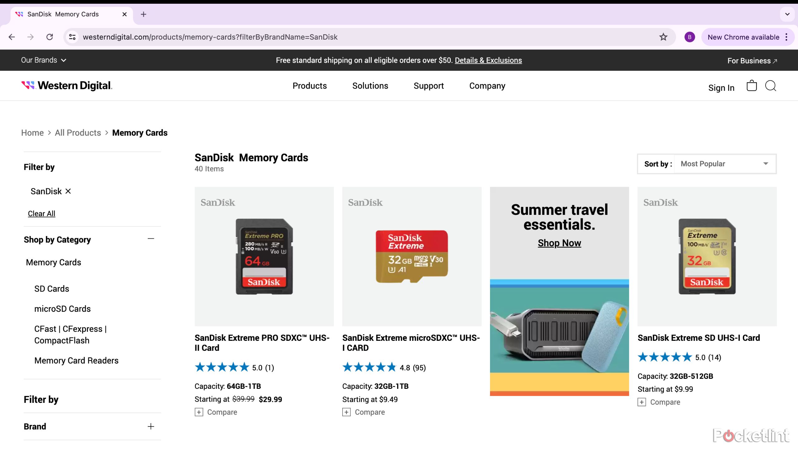 A screenshot of the Western Digital webstore. 