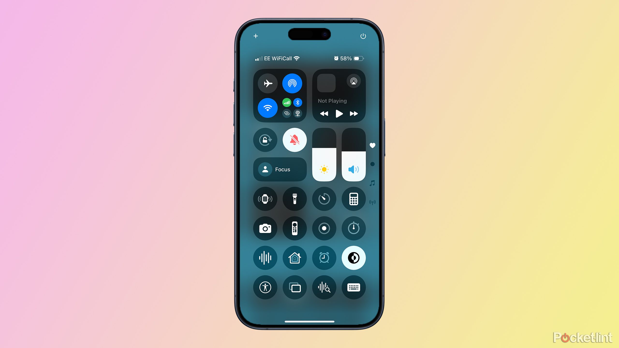 Control Center in iOS 18 on iPhone 15 Pro