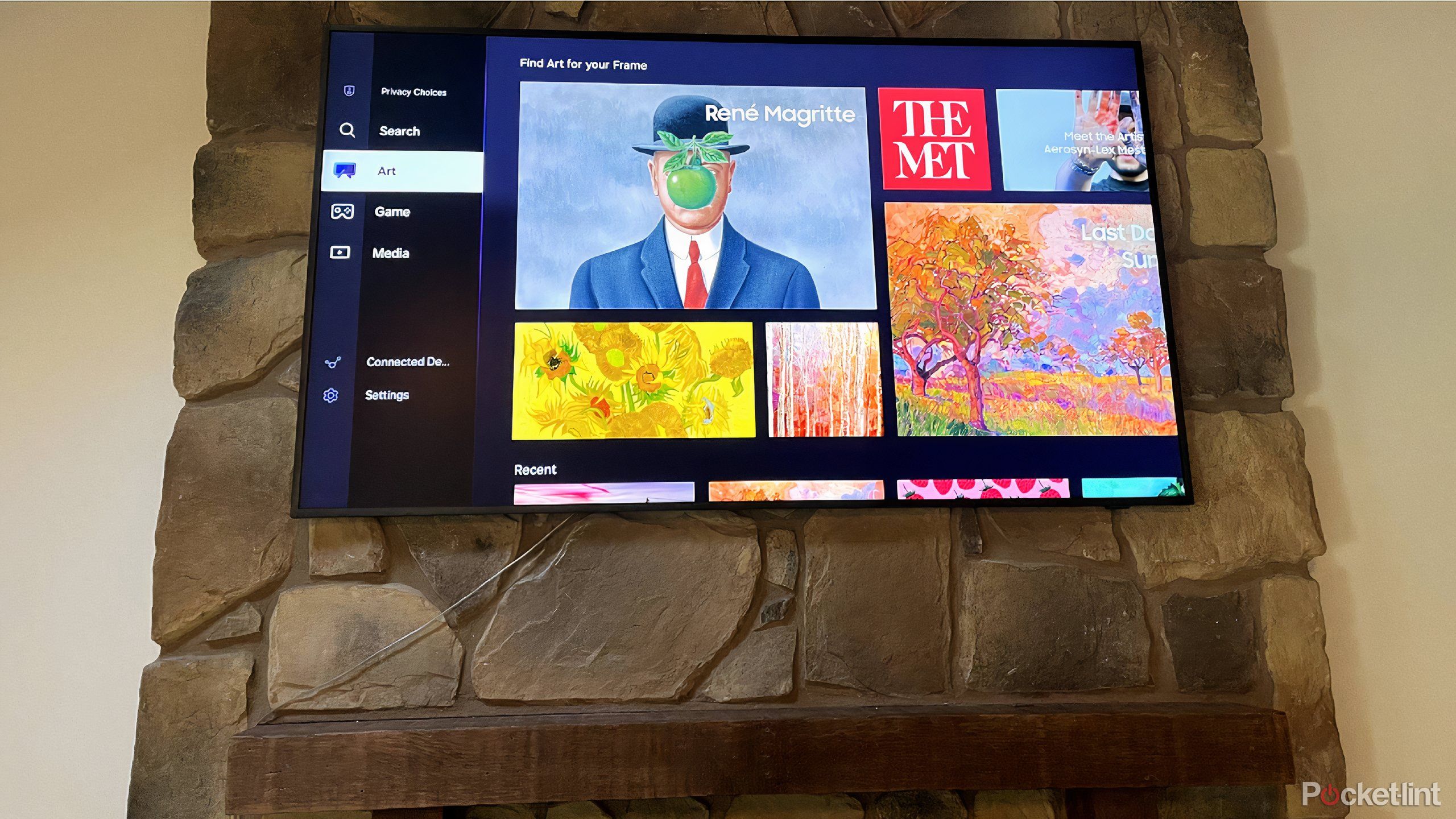 samsung the frame TV on the art menu