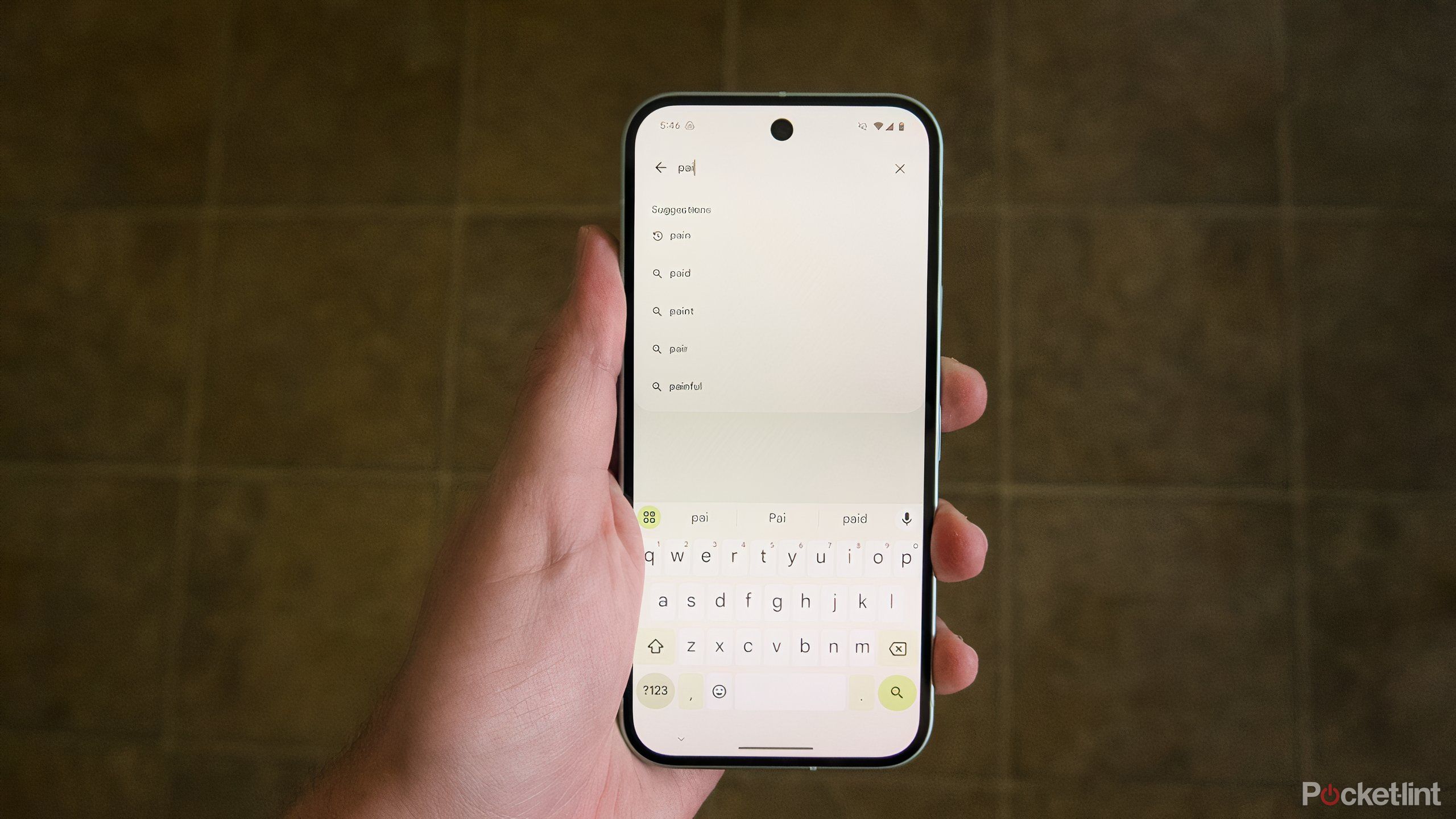 The Recorder app search open on Pixel 9.