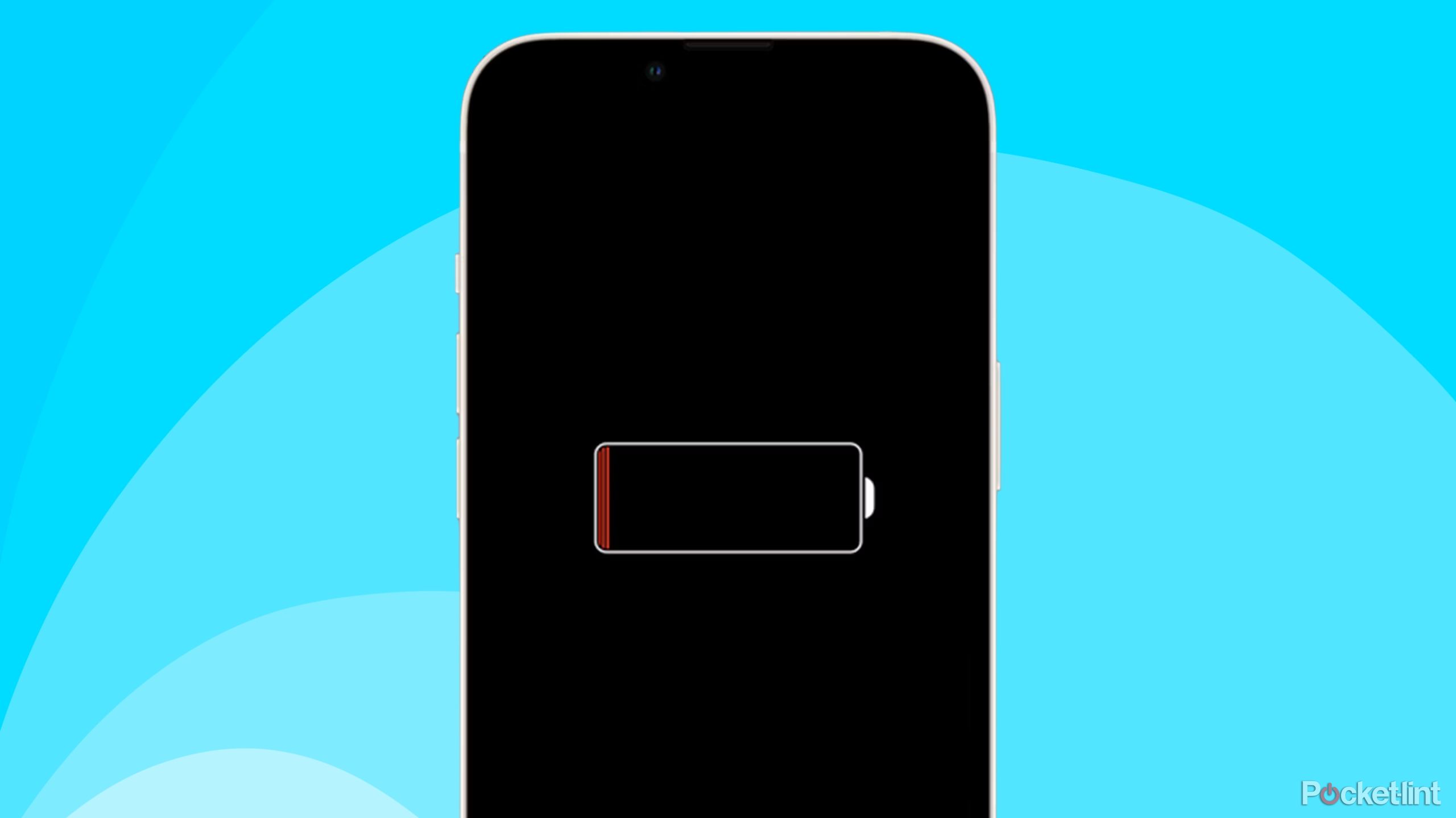 Low battery icon on an iPhone on colored background