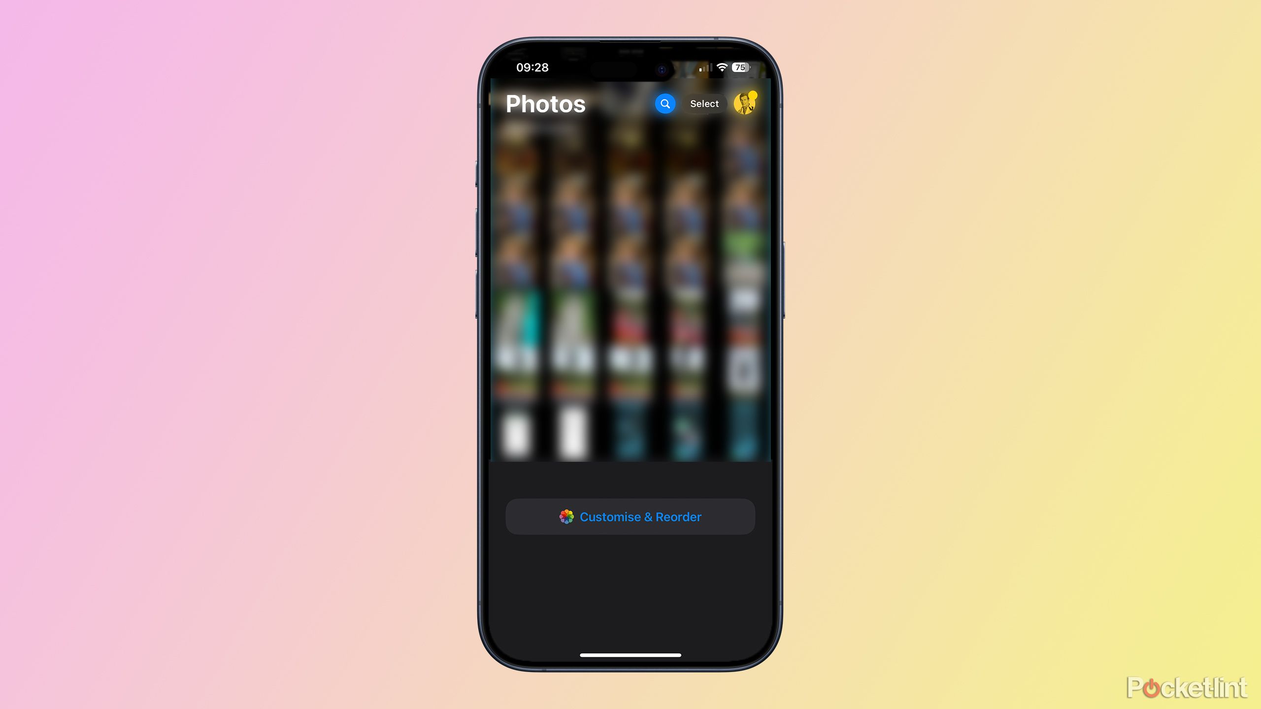 Photos app showing only camera roll in iOS 18 on iPhone 15 Pro