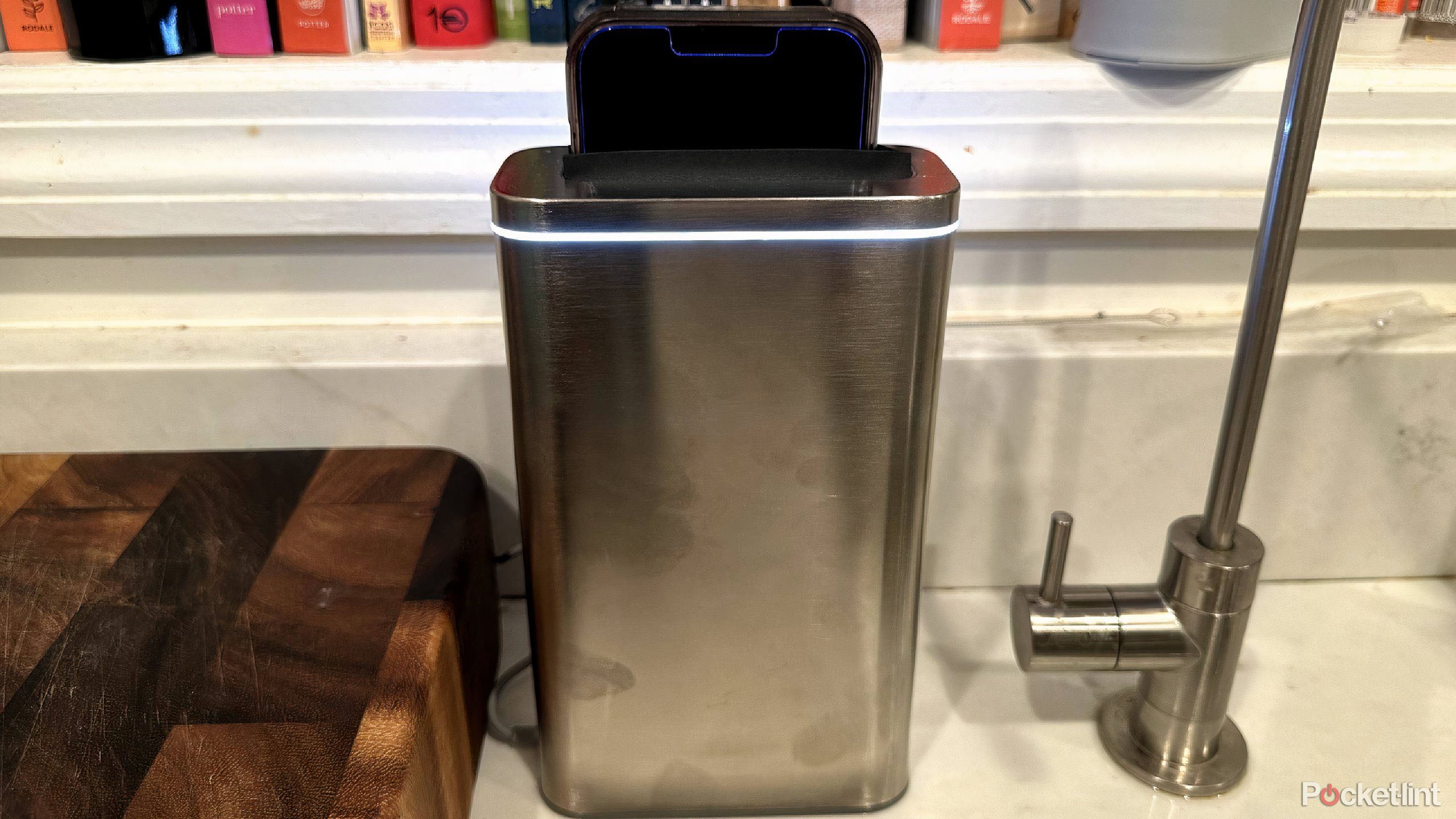 simplehuman cleanstation front with phone