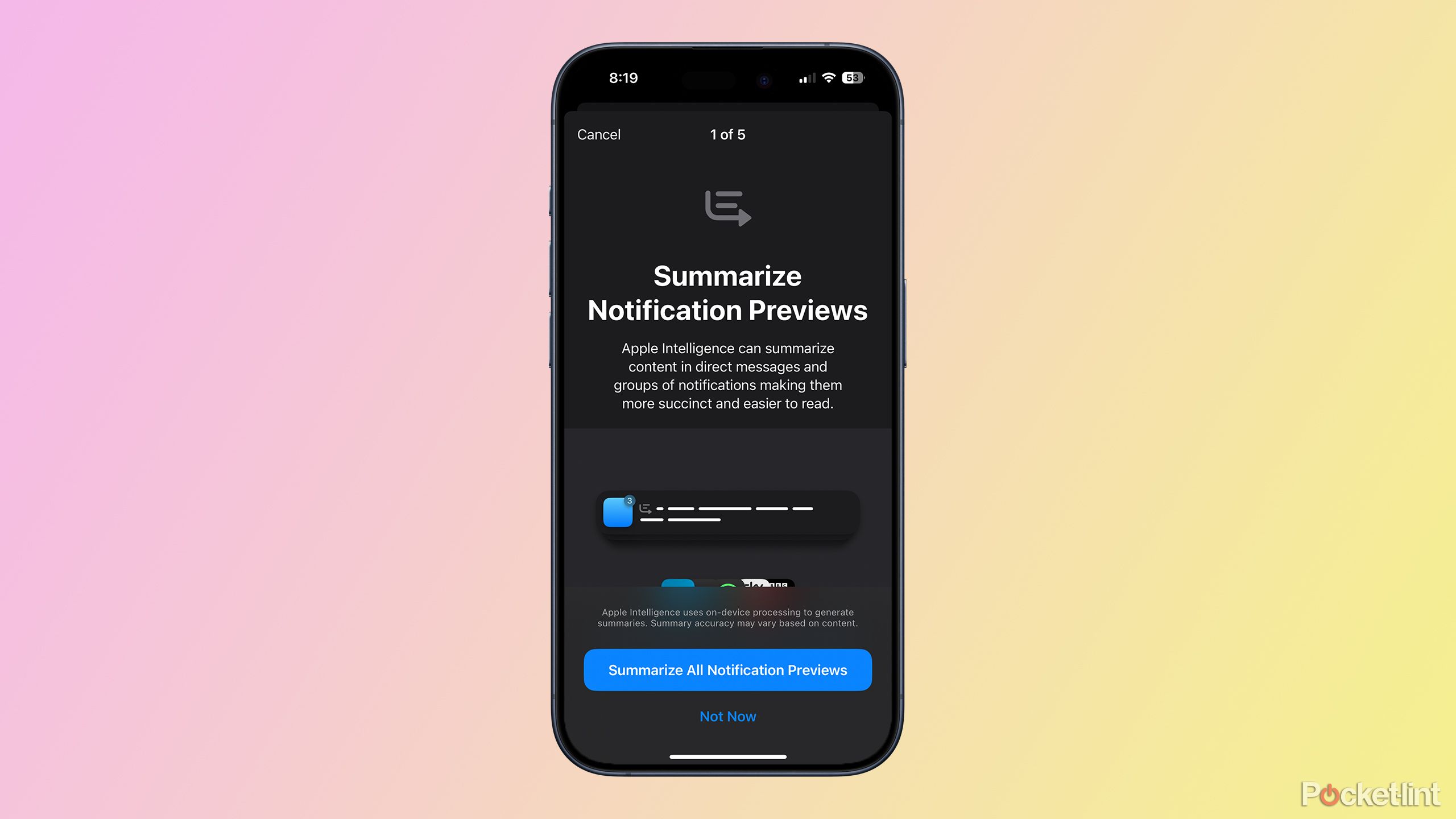 Summarize Notifications in iOS 18.1