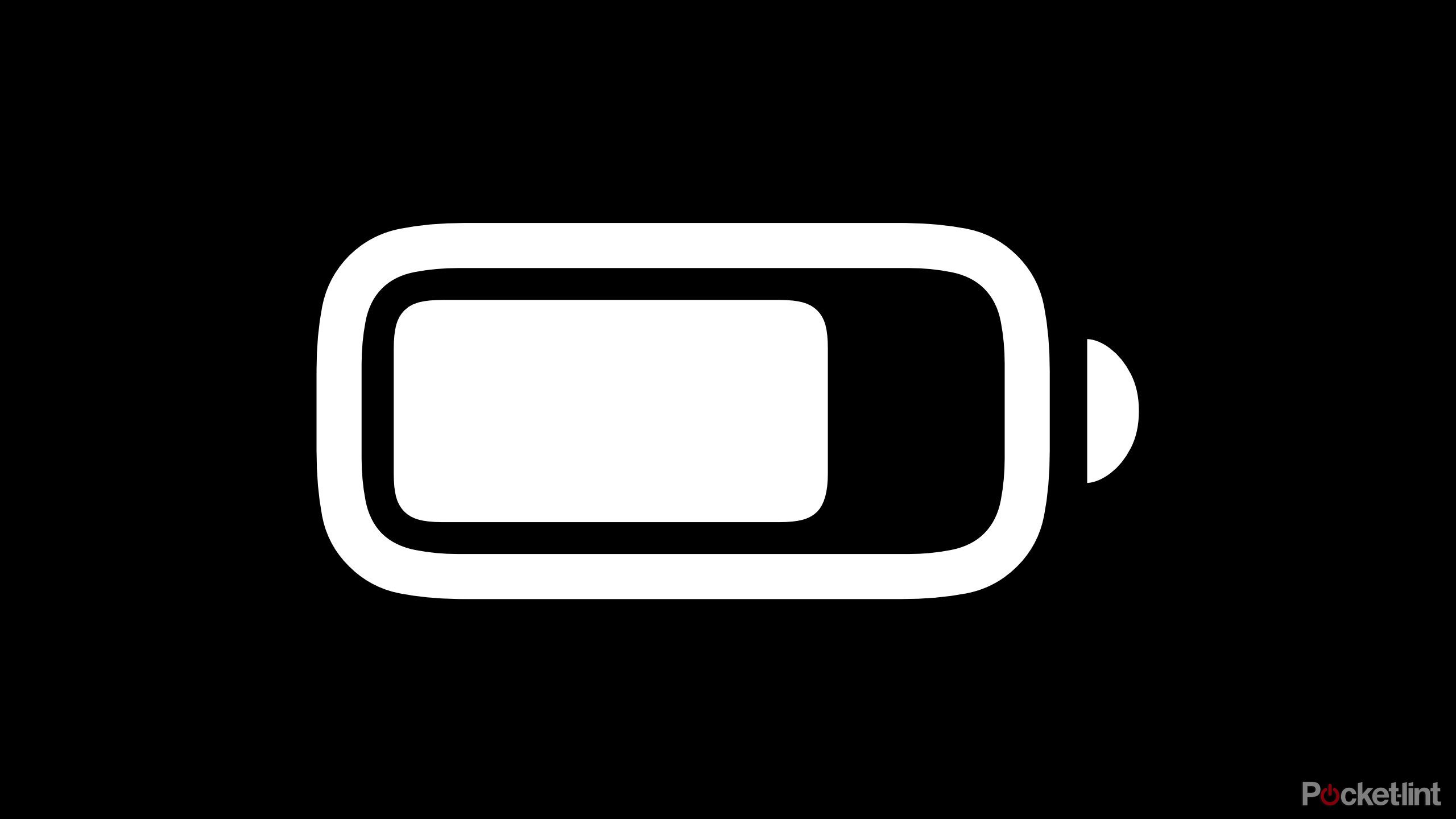 White Apple Battery Icon on a Black Background