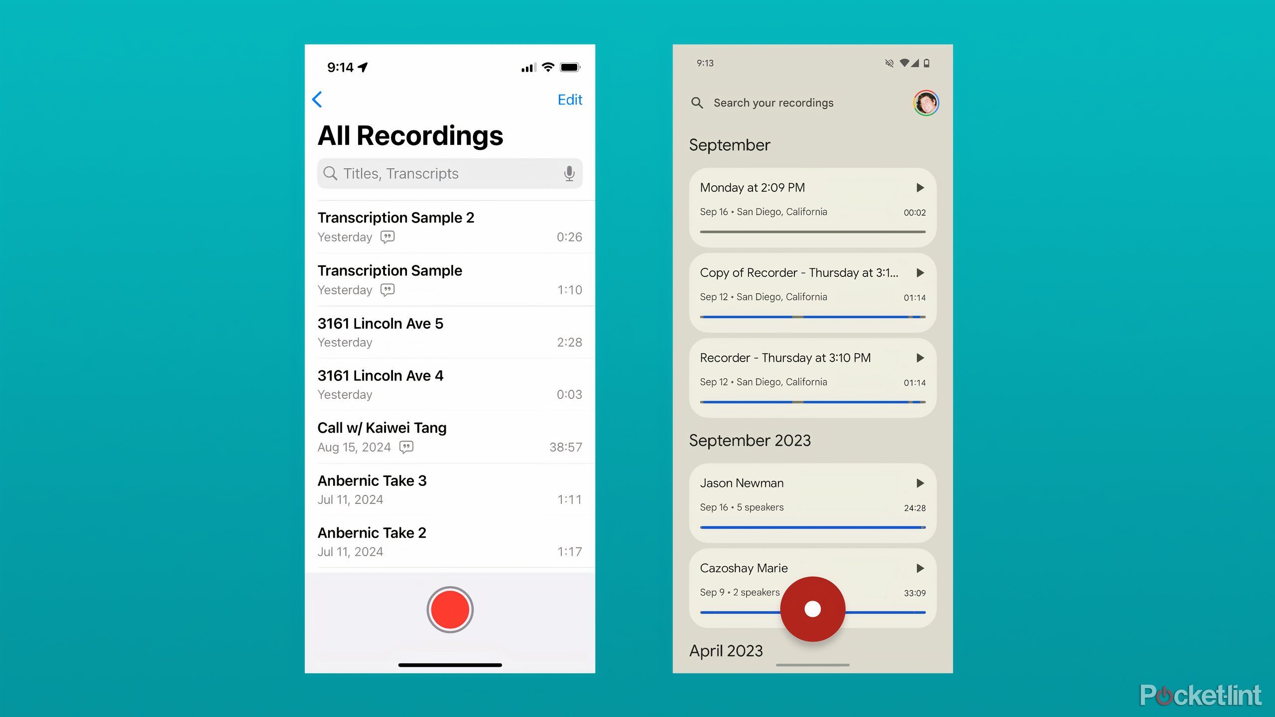 The Home Screen of Voice Memos and Recorder with recordings listed in the order they were recorded.