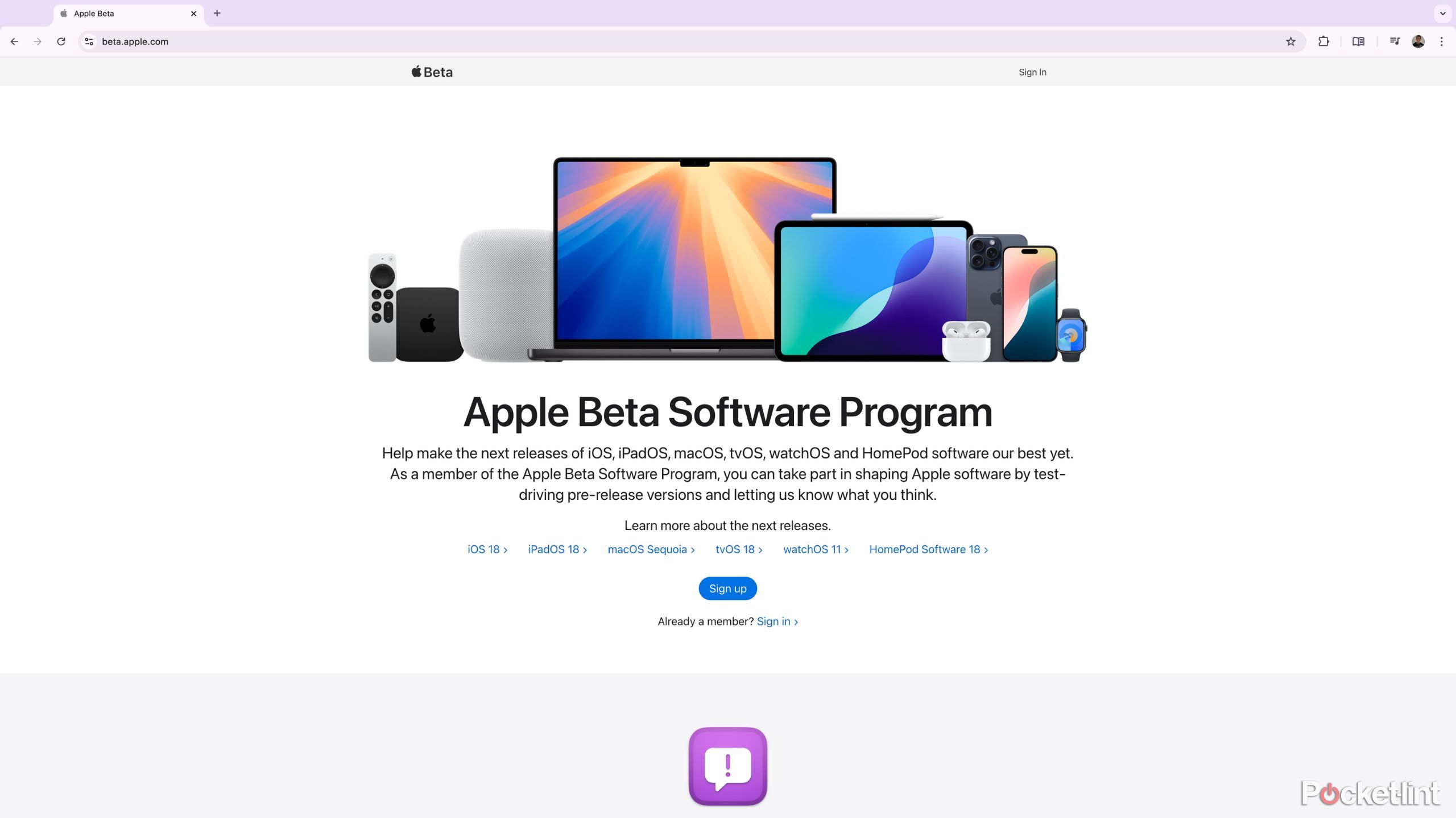 Apple Beta Software Program web portal