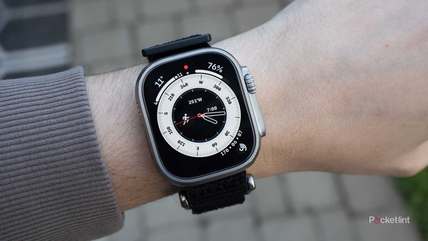 The Wayfinder face on an Apple Watch Ultra.