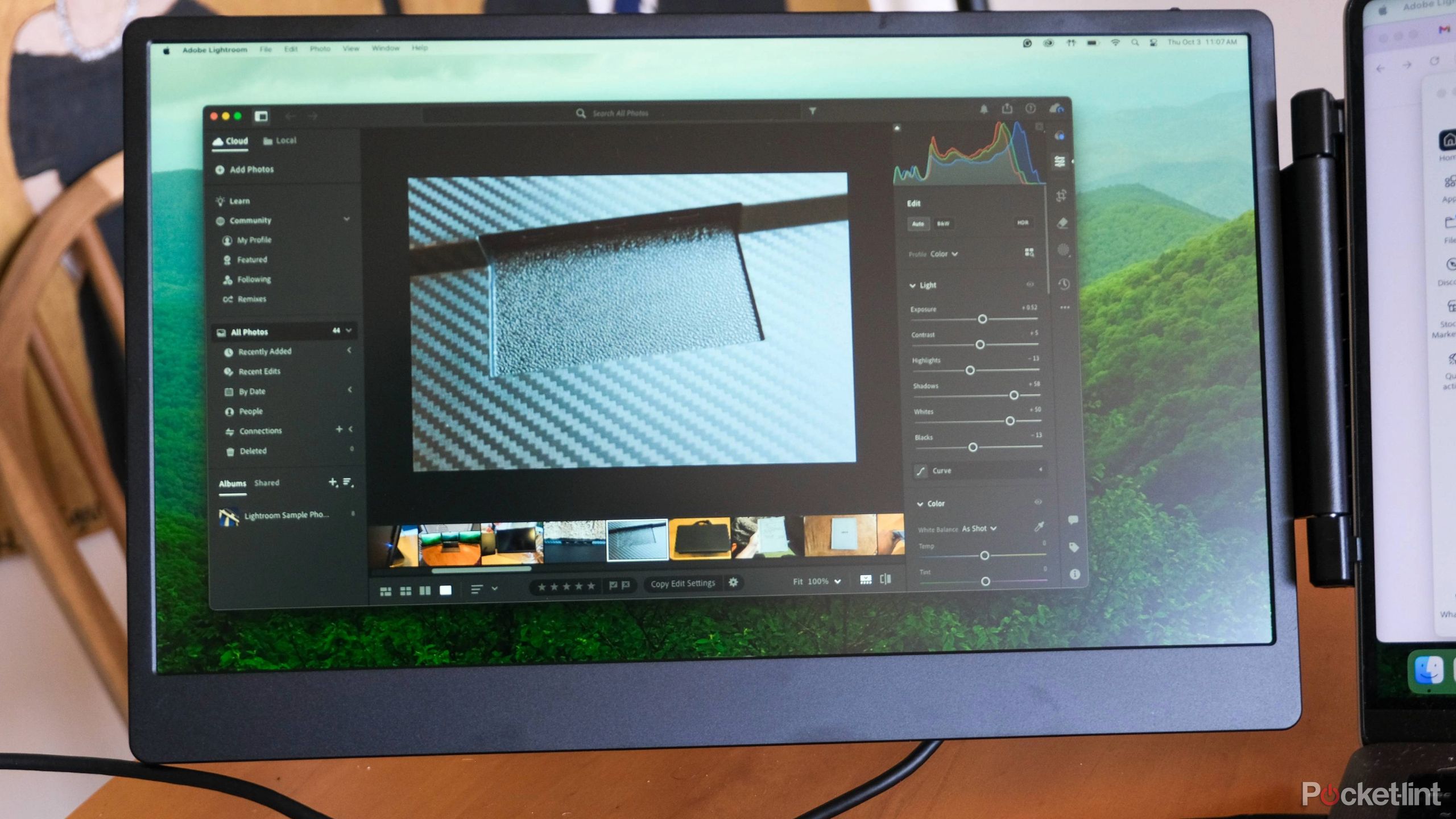 A photograph of the Cevaton S3 being used to edit LightRoom photos.