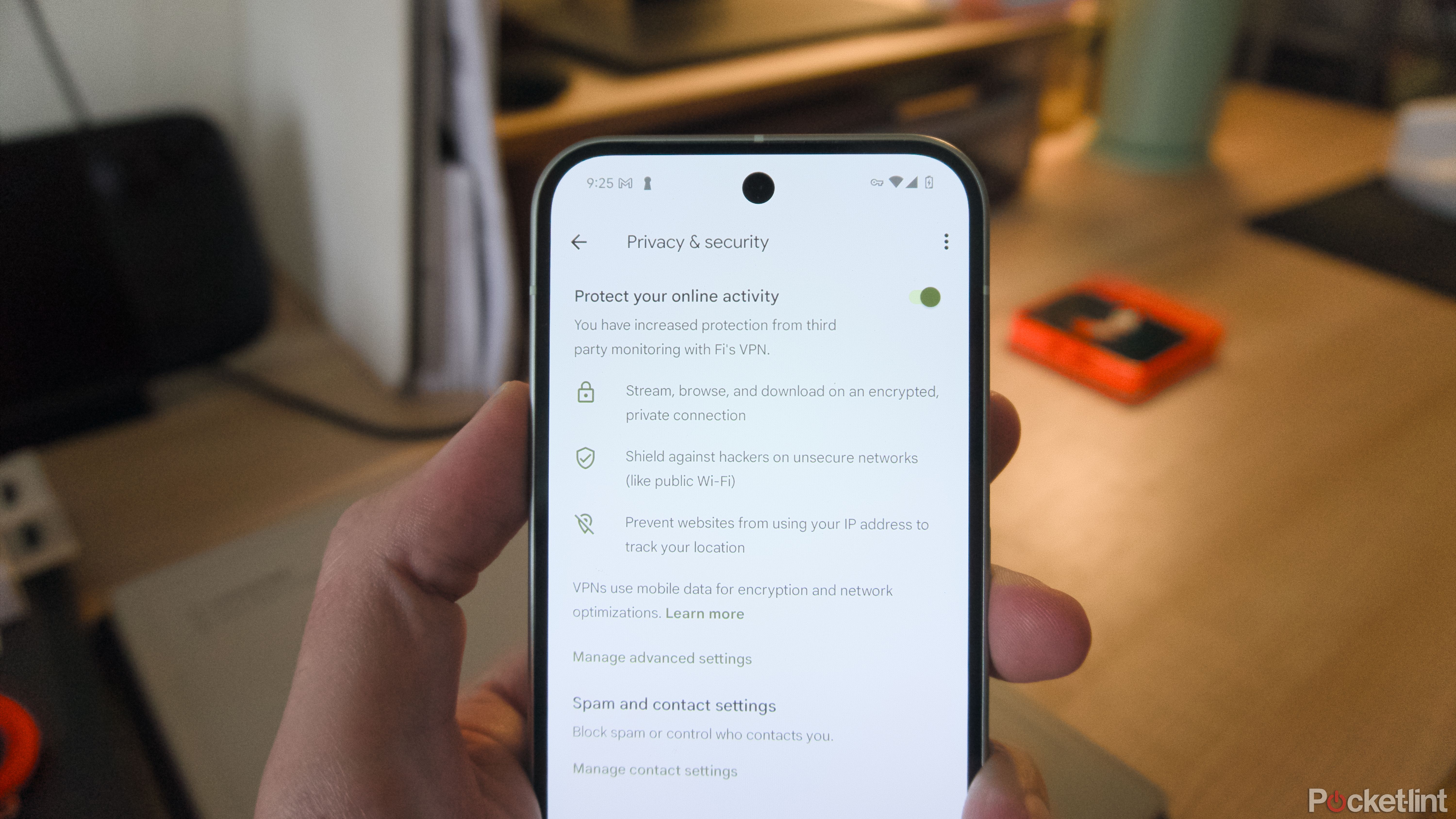 The Privacy and Security settings of Google Fi on a Pixel 9.