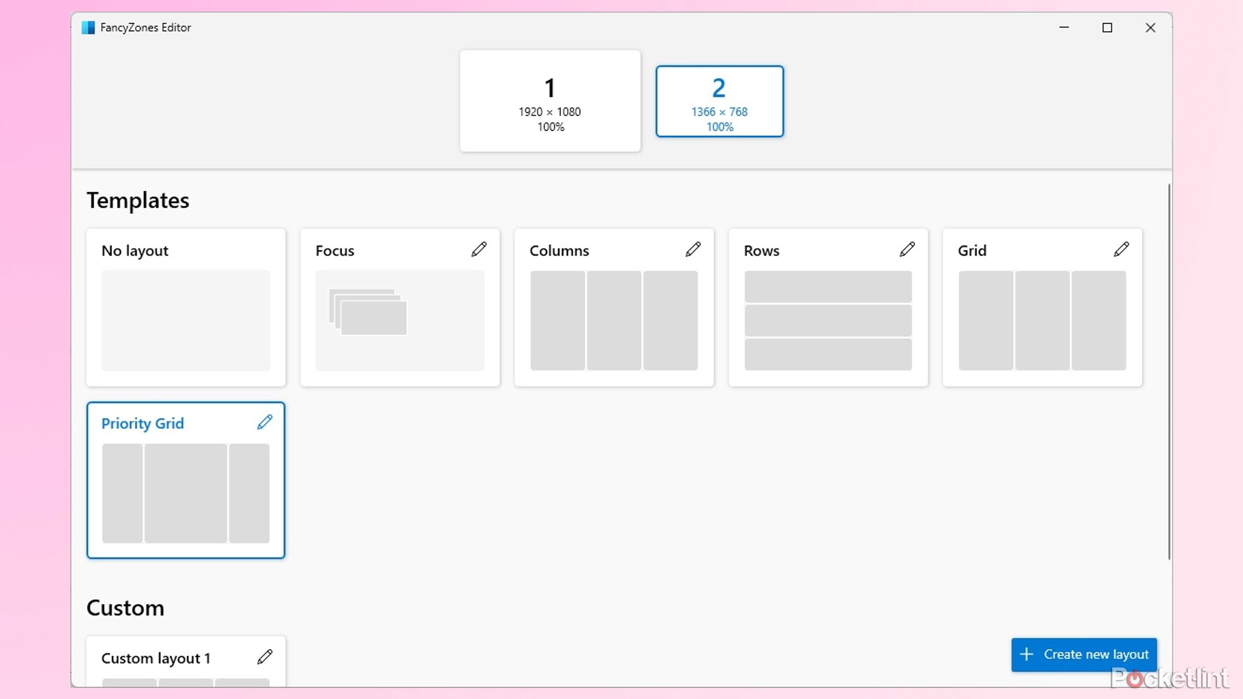 Microsoft Fancyzones layouts