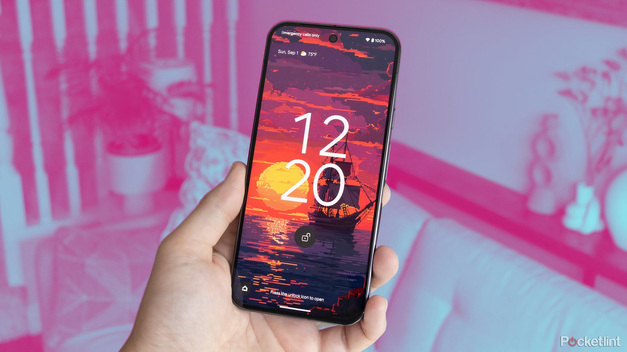 Pixel 9 Pro XL on a pink background.