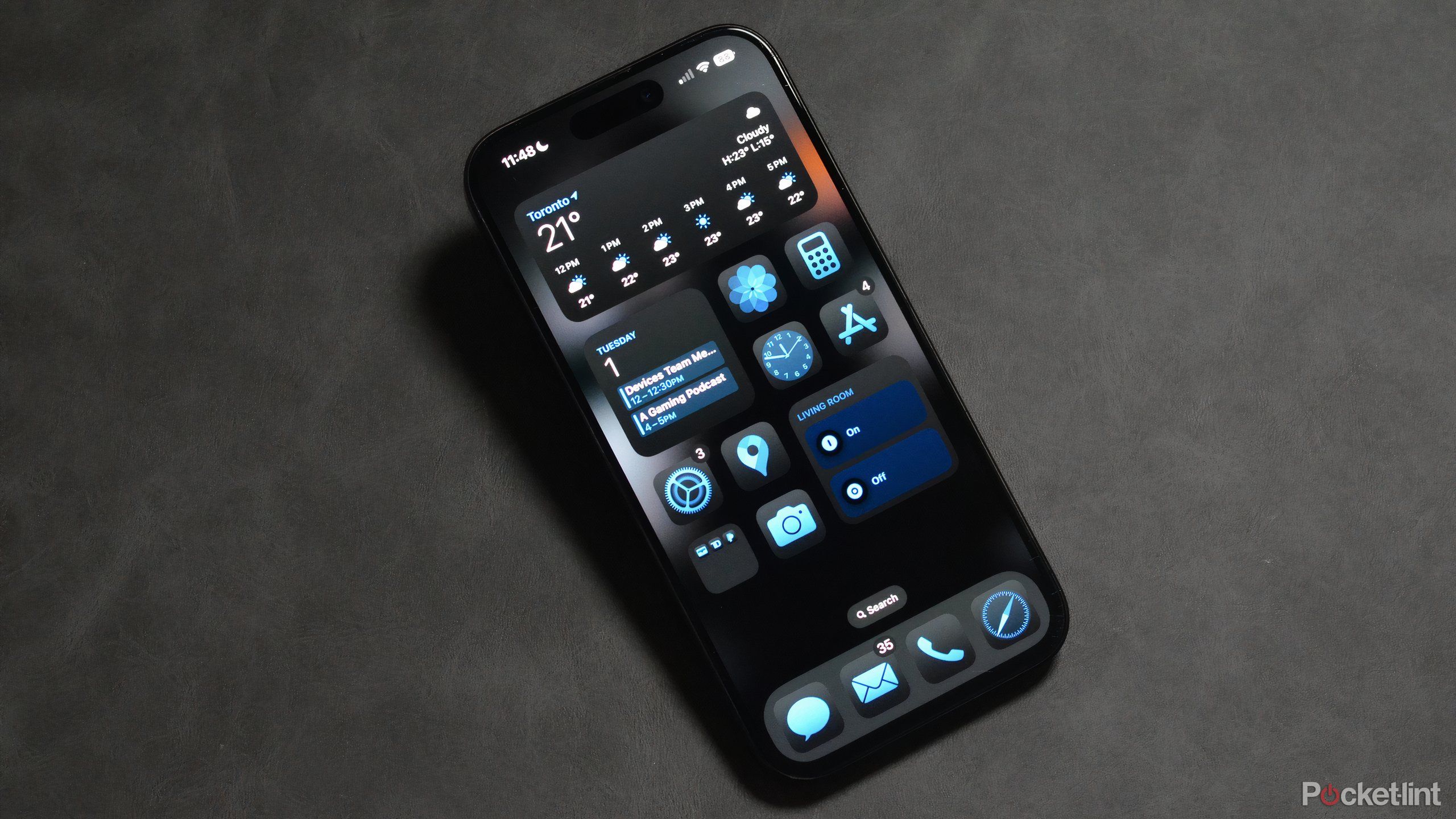 iOS 18 showcasing widgets on iPhone 15 Pro