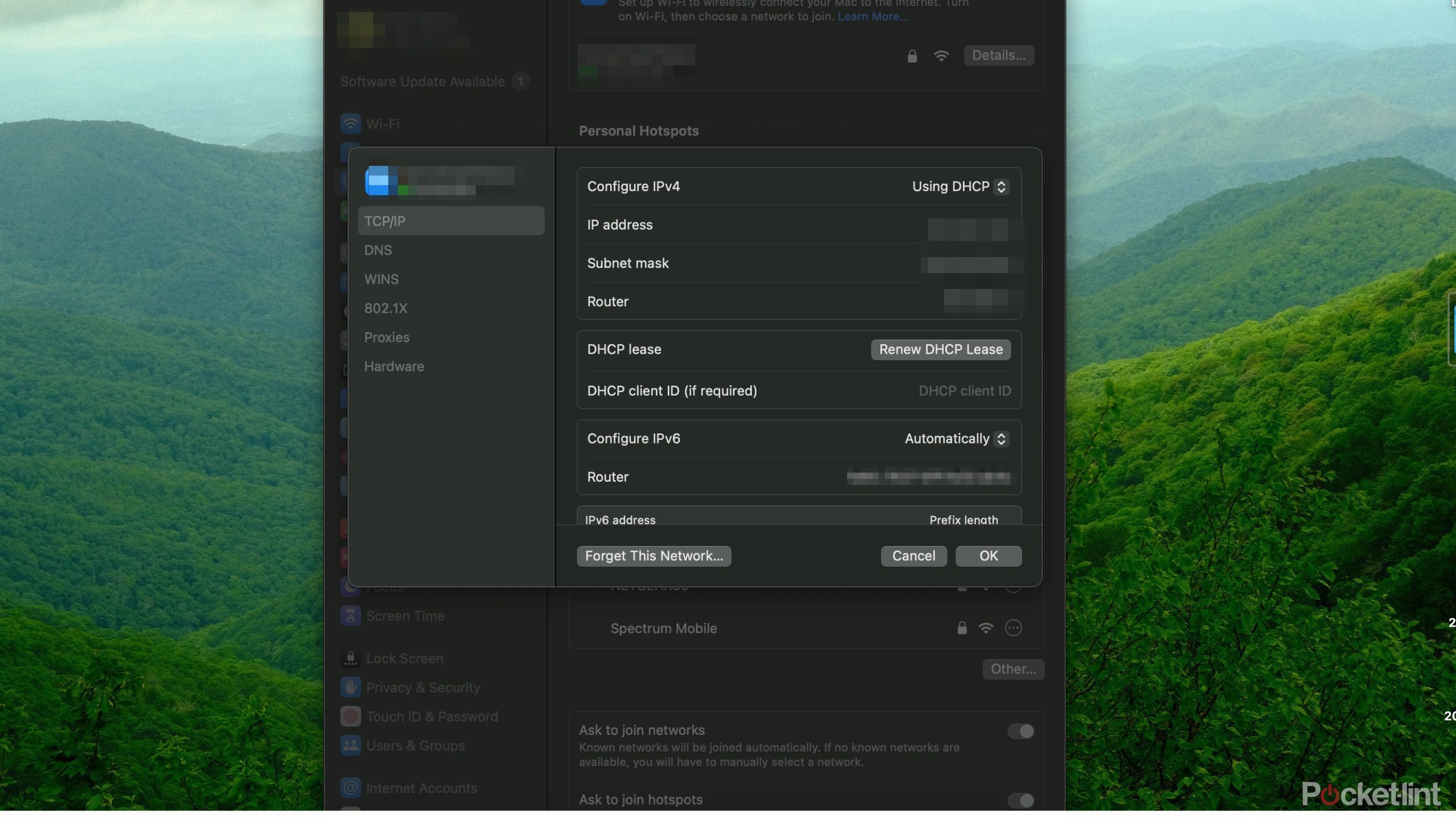 A screenshot showing the network Wi-Fi settings on macOS. 