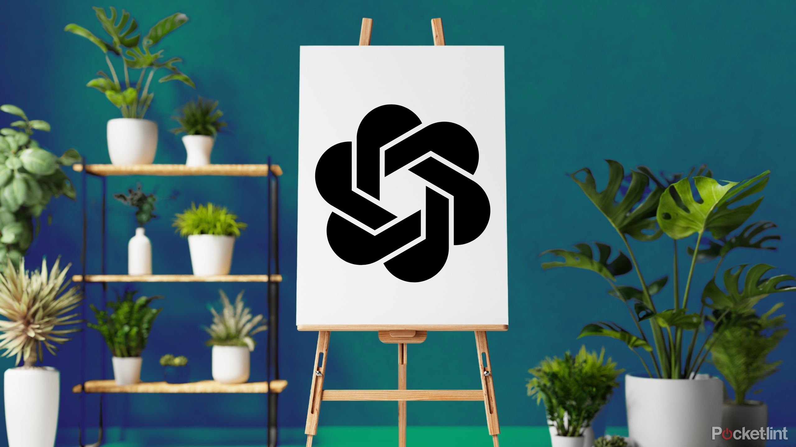 Logotipo OpenAI em tela de pintura em fundo colorido