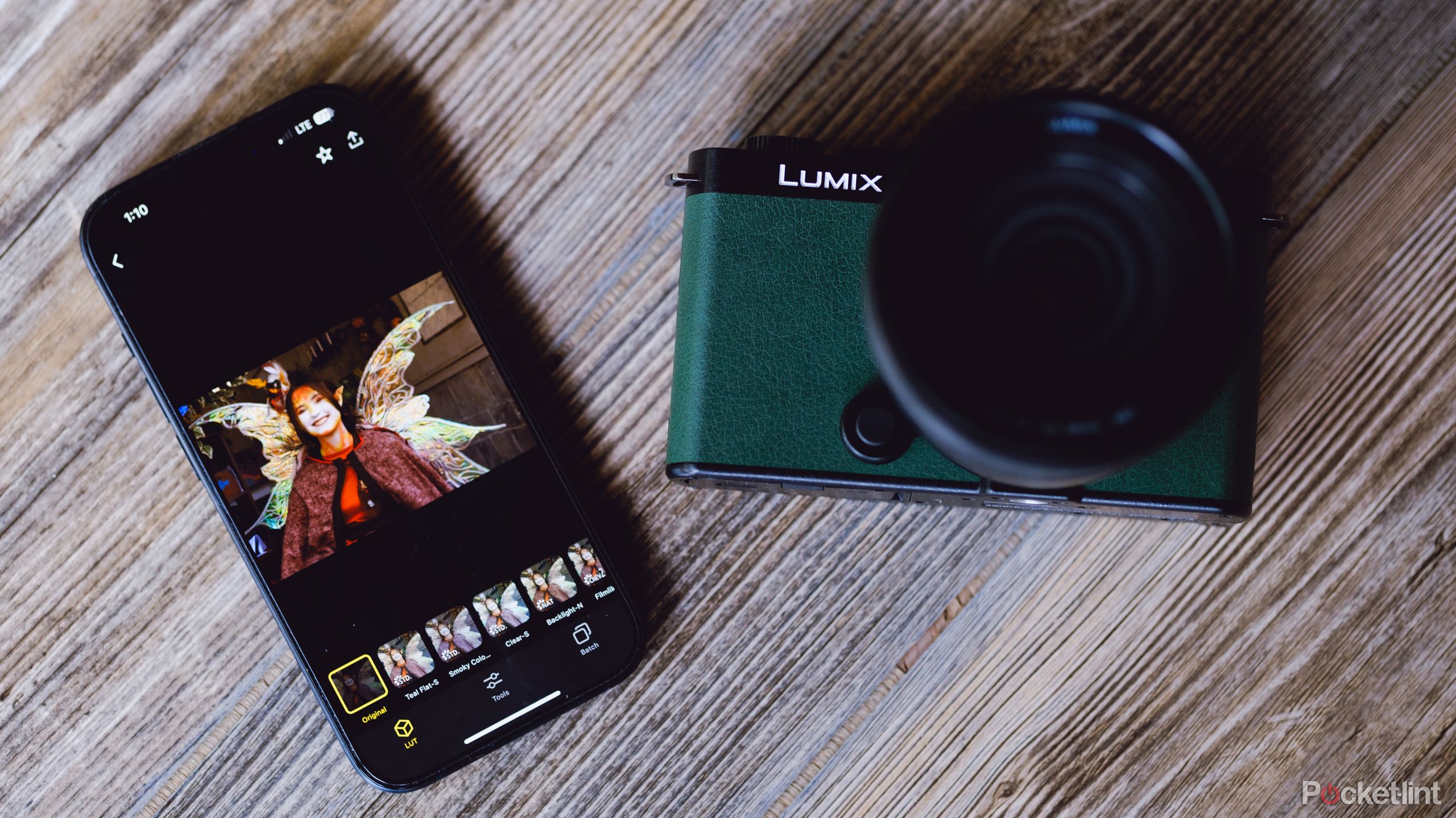 The Panasonic S9 with an iPhone and the Lumix app