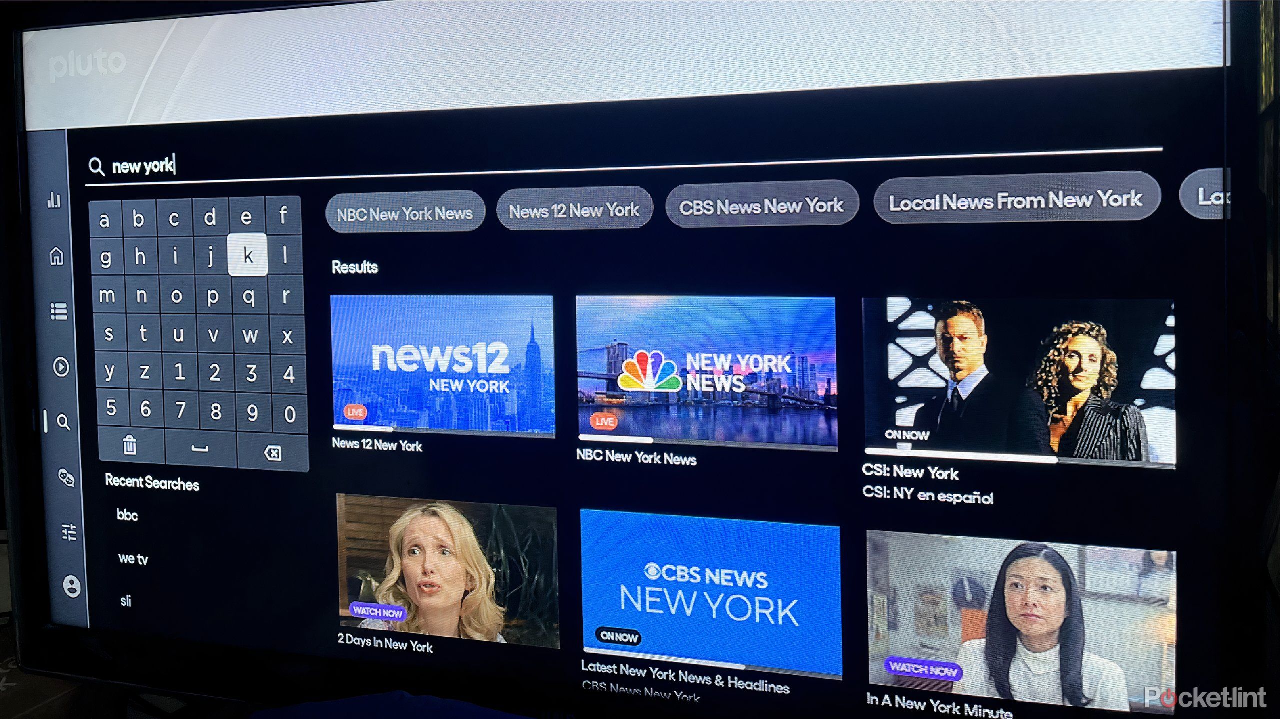 pluto TV searching for local channels